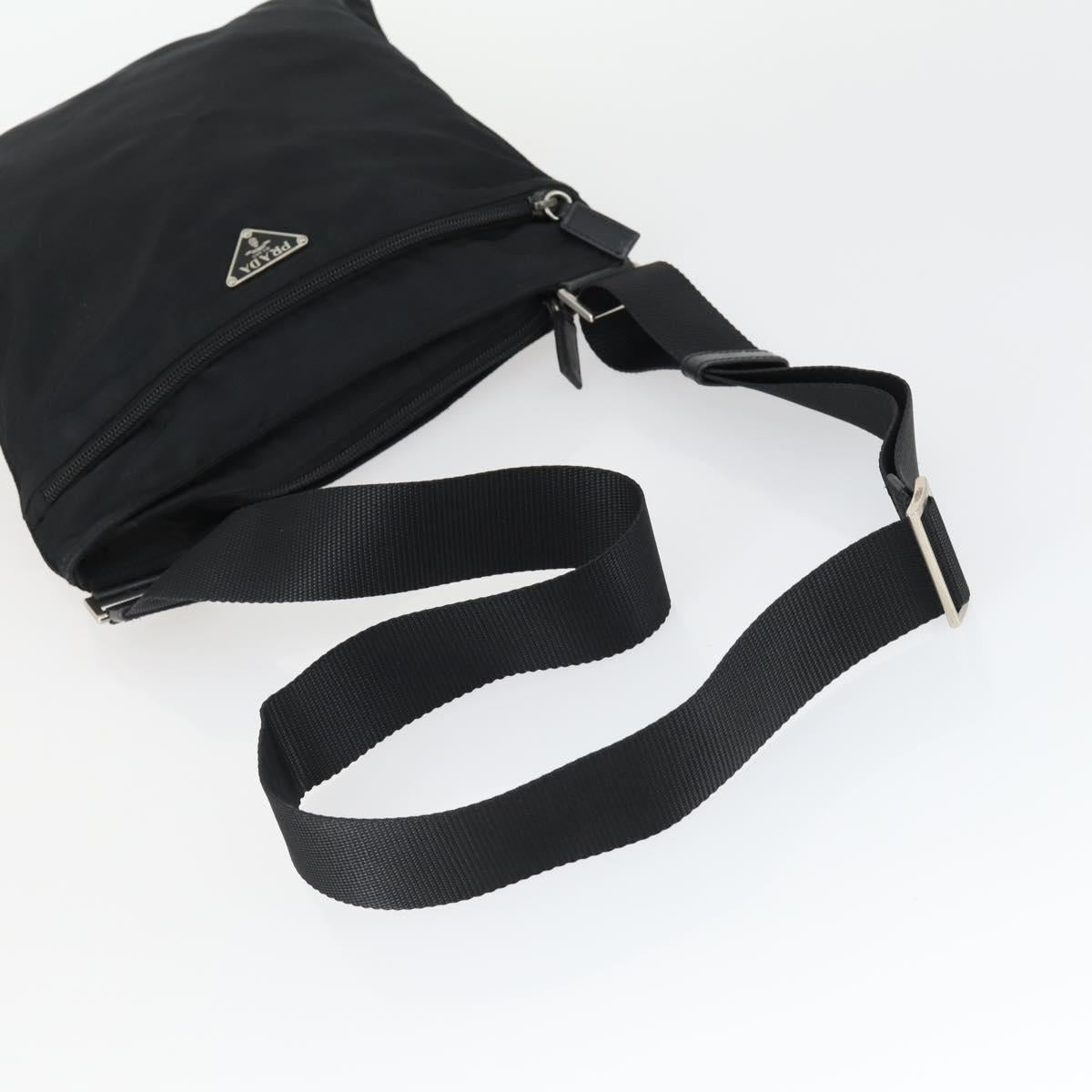 PRADA Shoulder Bag Nylon Black Silver Auth ep12954