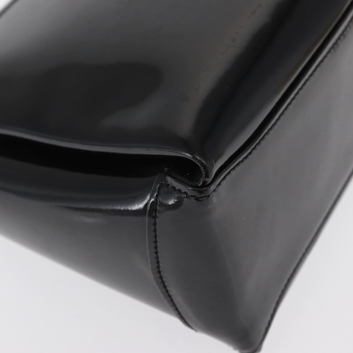 GUCCI Hand Bag Patent leather Black Gold Auth ep12956