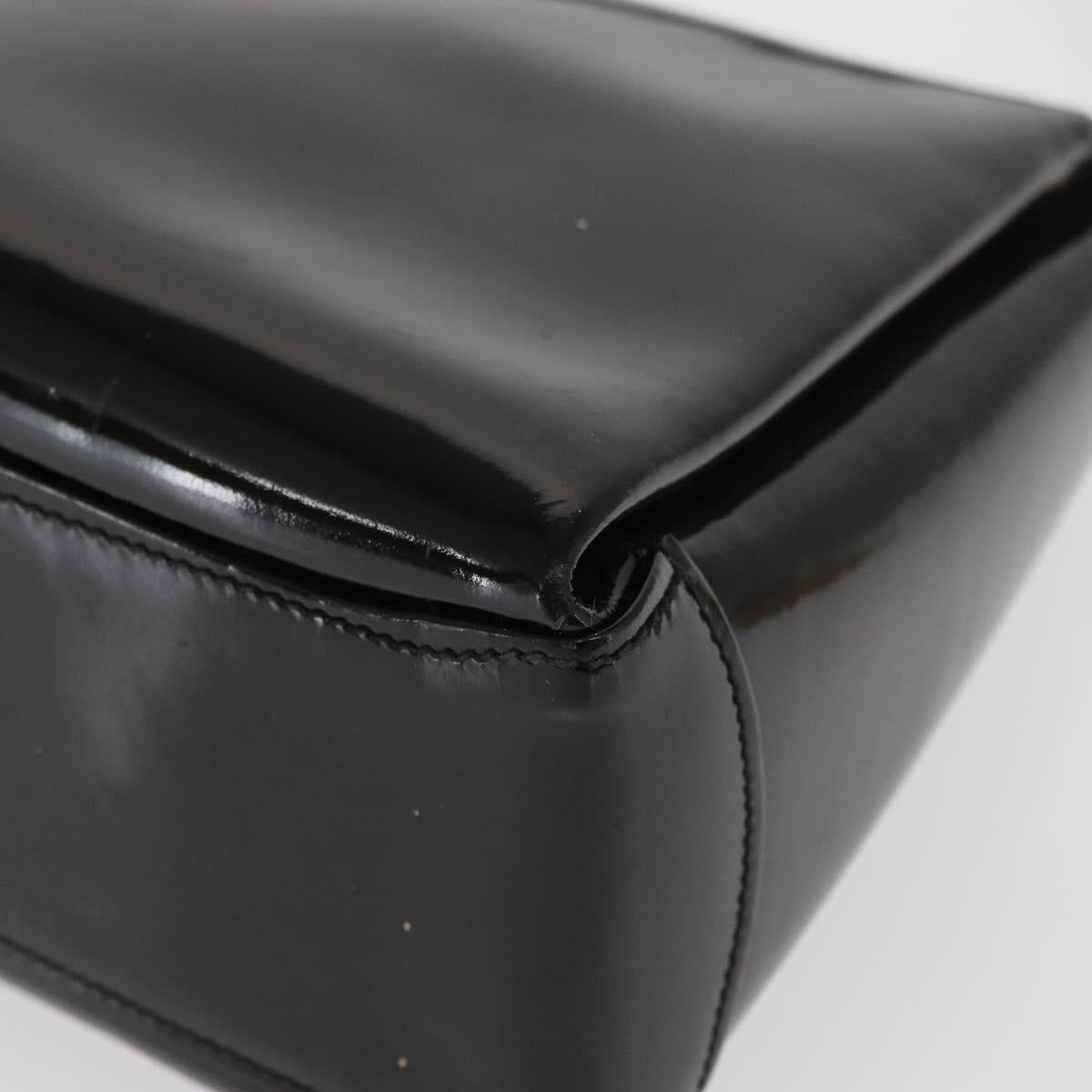 GUCCI Hand Bag Patent leather Black Gold Auth ep12956
