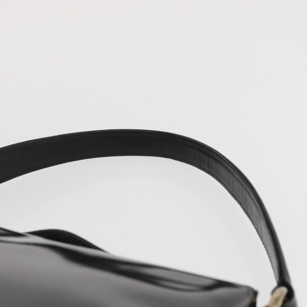 GUCCI Hand Bag Patent leather Black Gold Auth ep12956