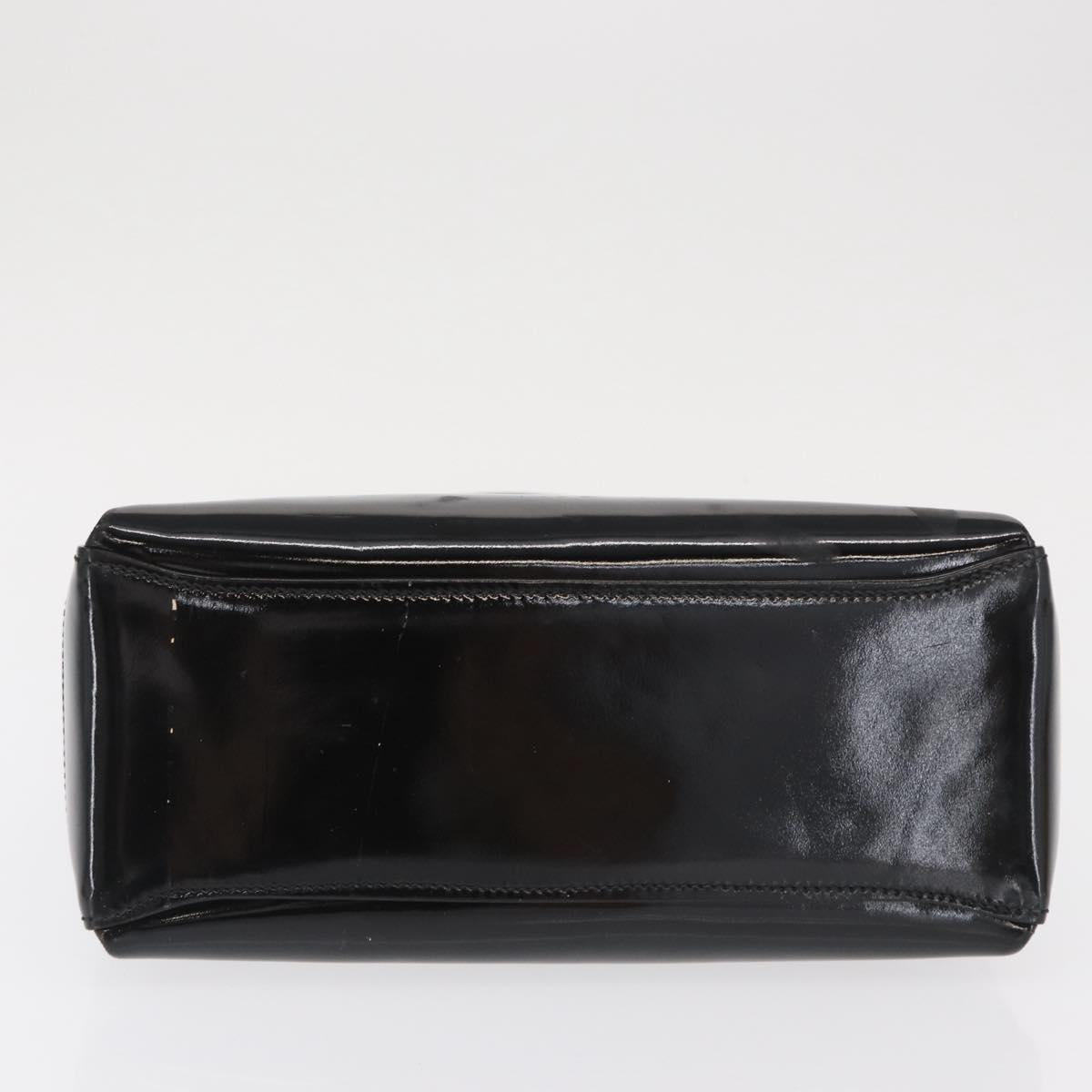 GUCCI Hand Bag Patent leather Black Gold Auth ep12956