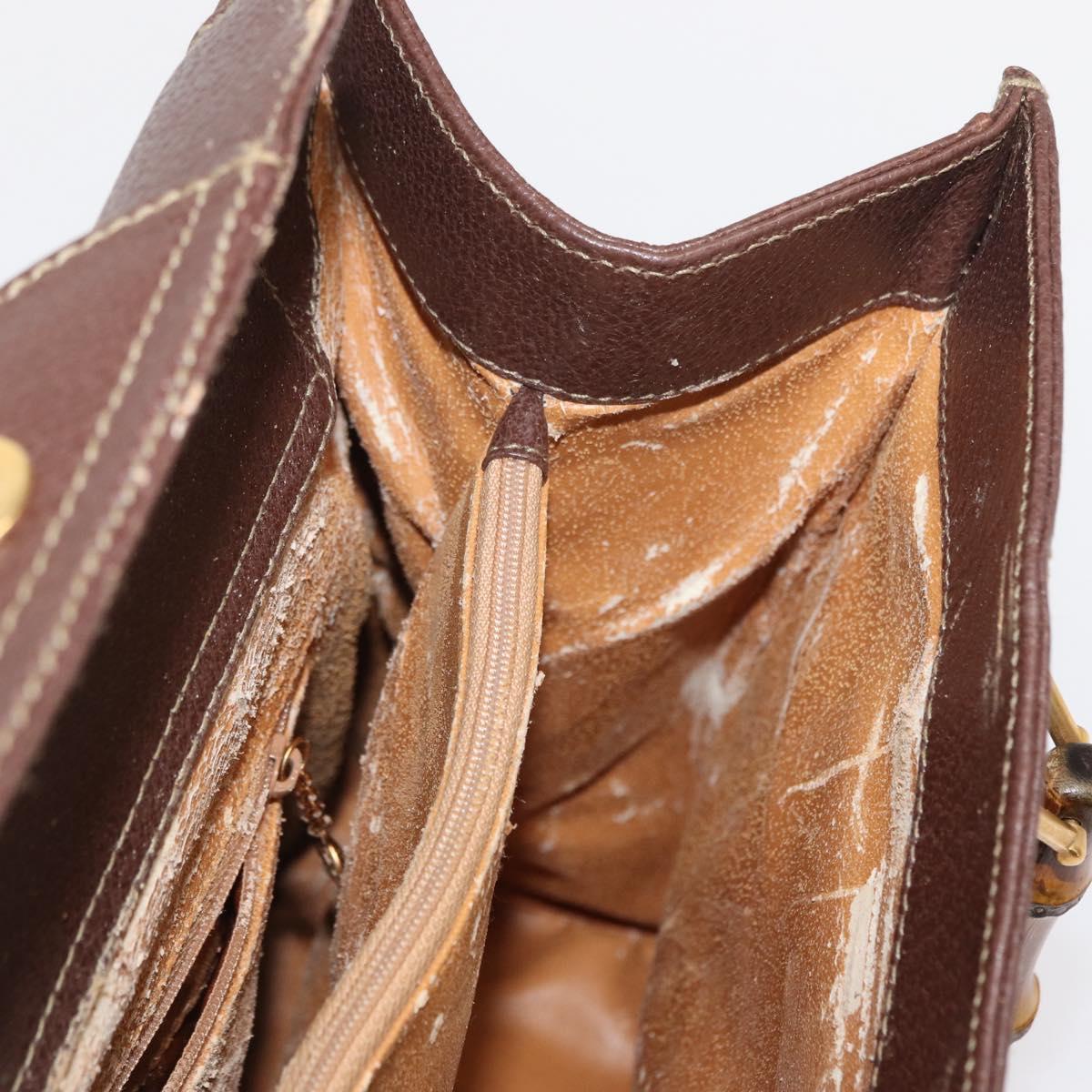 GUCCI Bamboo Hand Bag Leather Black Gold 002 1186 0260 Auth ep12963