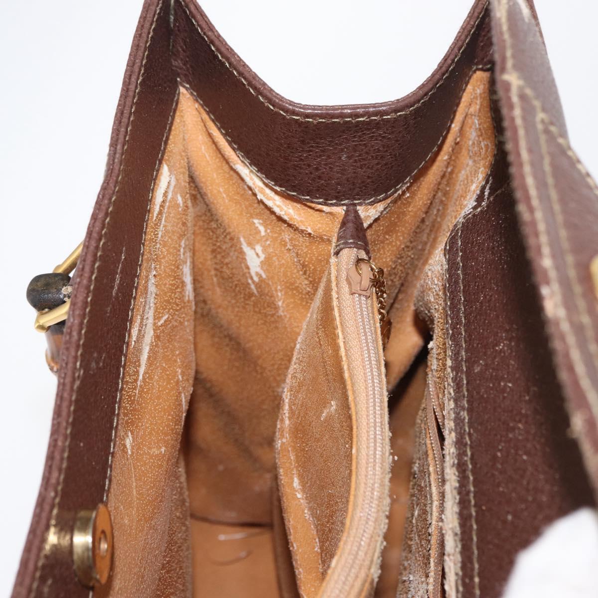 GUCCI Bamboo Hand Bag Leather Black Gold 002 1186 0260 Auth ep12963