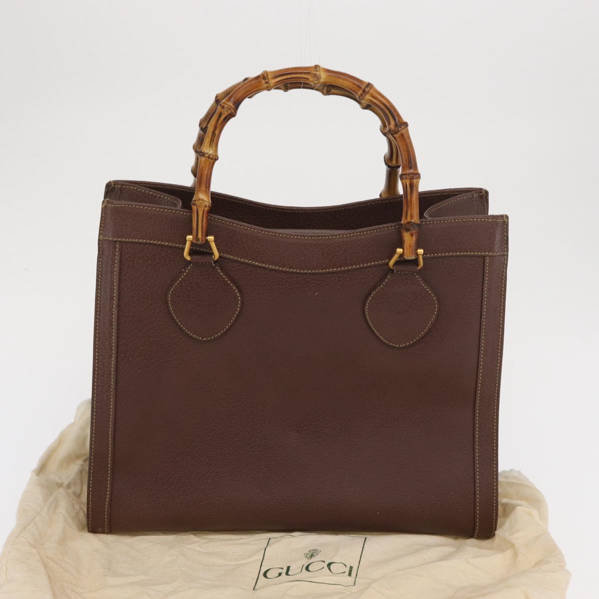 GUCCI Bamboo Hand Bag Leather Black Gold 002 1186 0260 Auth ep12963