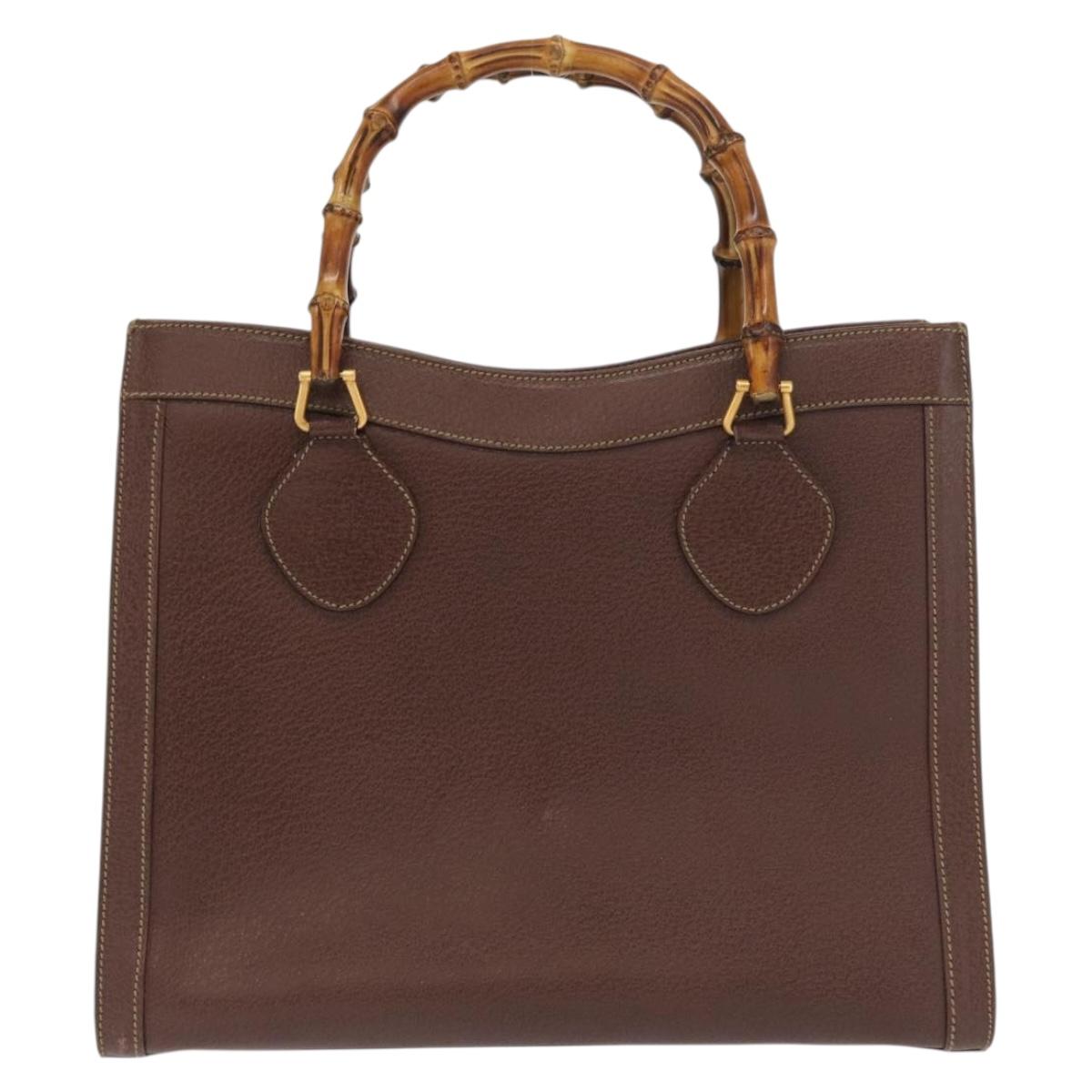 GUCCI Bamboo Hand Bag Leather Black Gold 002 1186 0260 Auth ep12963