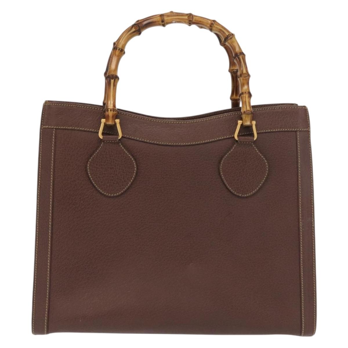 GUCCI Bamboo Hand Bag Leather Black Gold 002 1186 0260 Auth ep12963