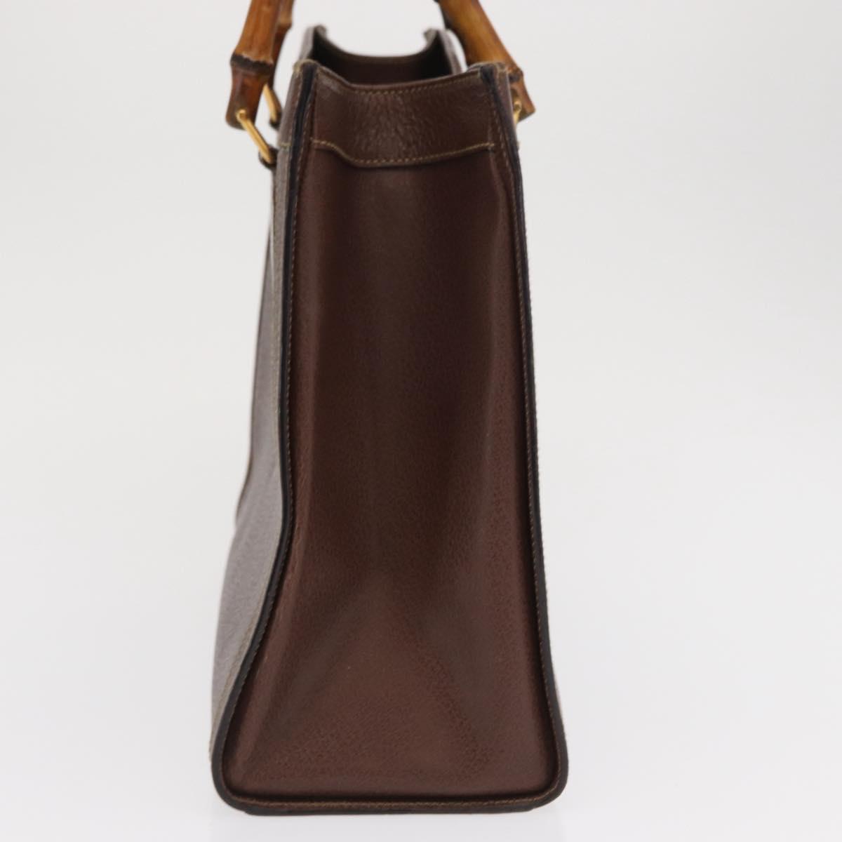 GUCCI Bamboo Hand Bag Leather Black Gold 002 1186 0260 Auth ep12963