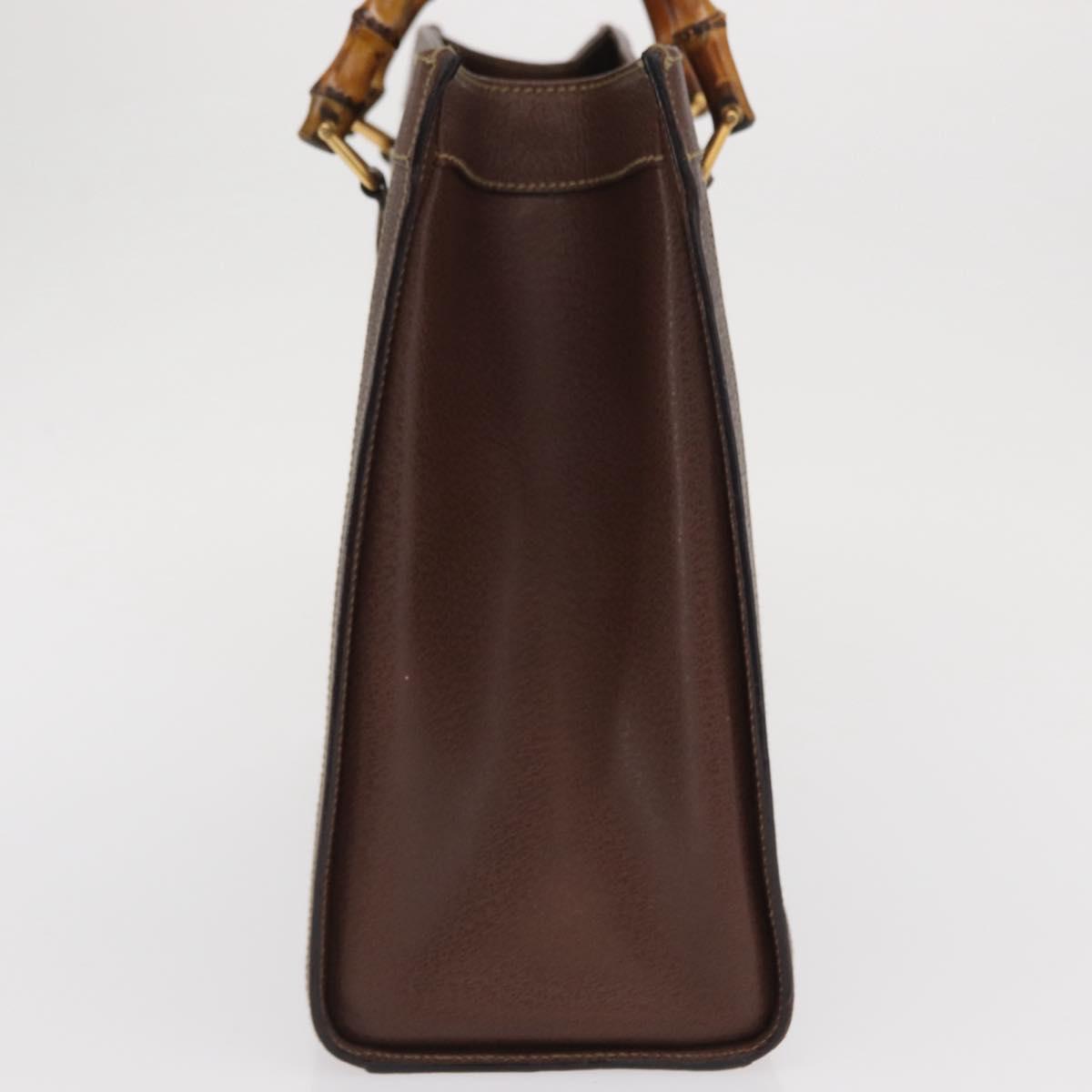 GUCCI Bamboo Hand Bag Leather Black Gold 002 1186 0260 Auth ep12963