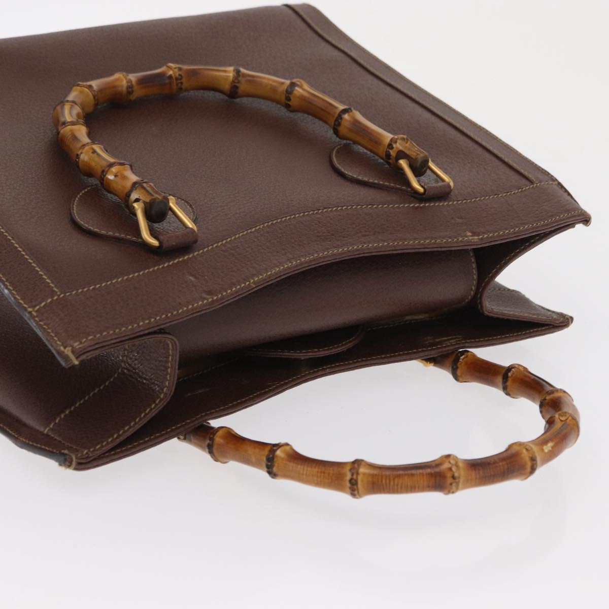 GUCCI Bamboo Hand Bag Leather Black Gold 002 1186 0260 Auth ep12963