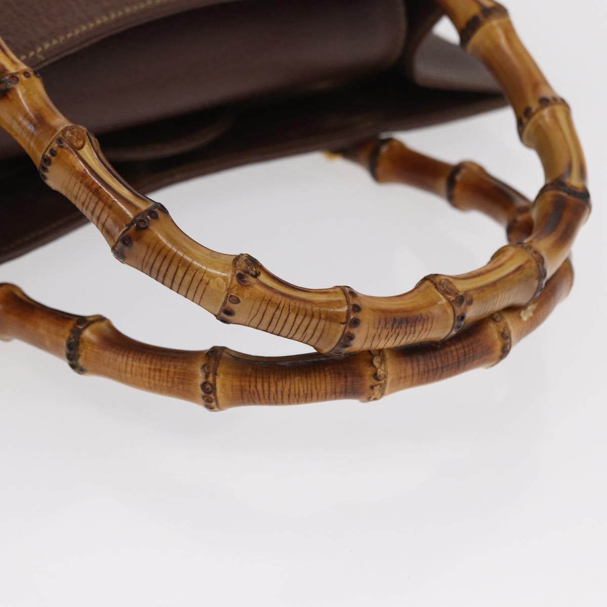 GUCCI Bamboo Hand Bag Leather Black Gold 002 1186 0260 Auth ep12963