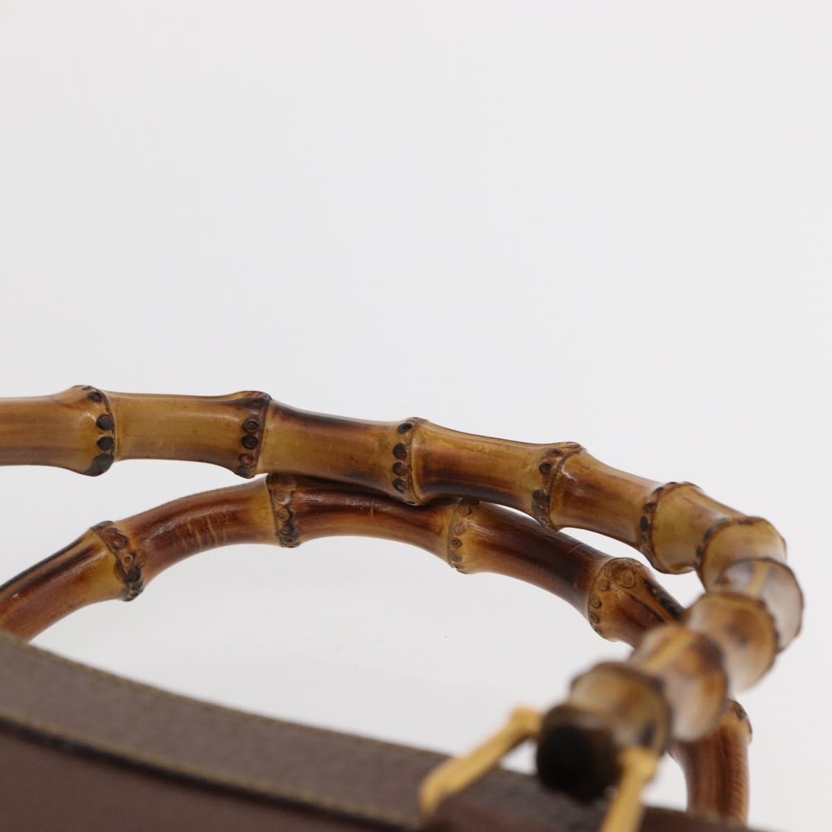 GUCCI Bamboo Hand Bag Leather Black Gold 002 1186 0260 Auth ep12963