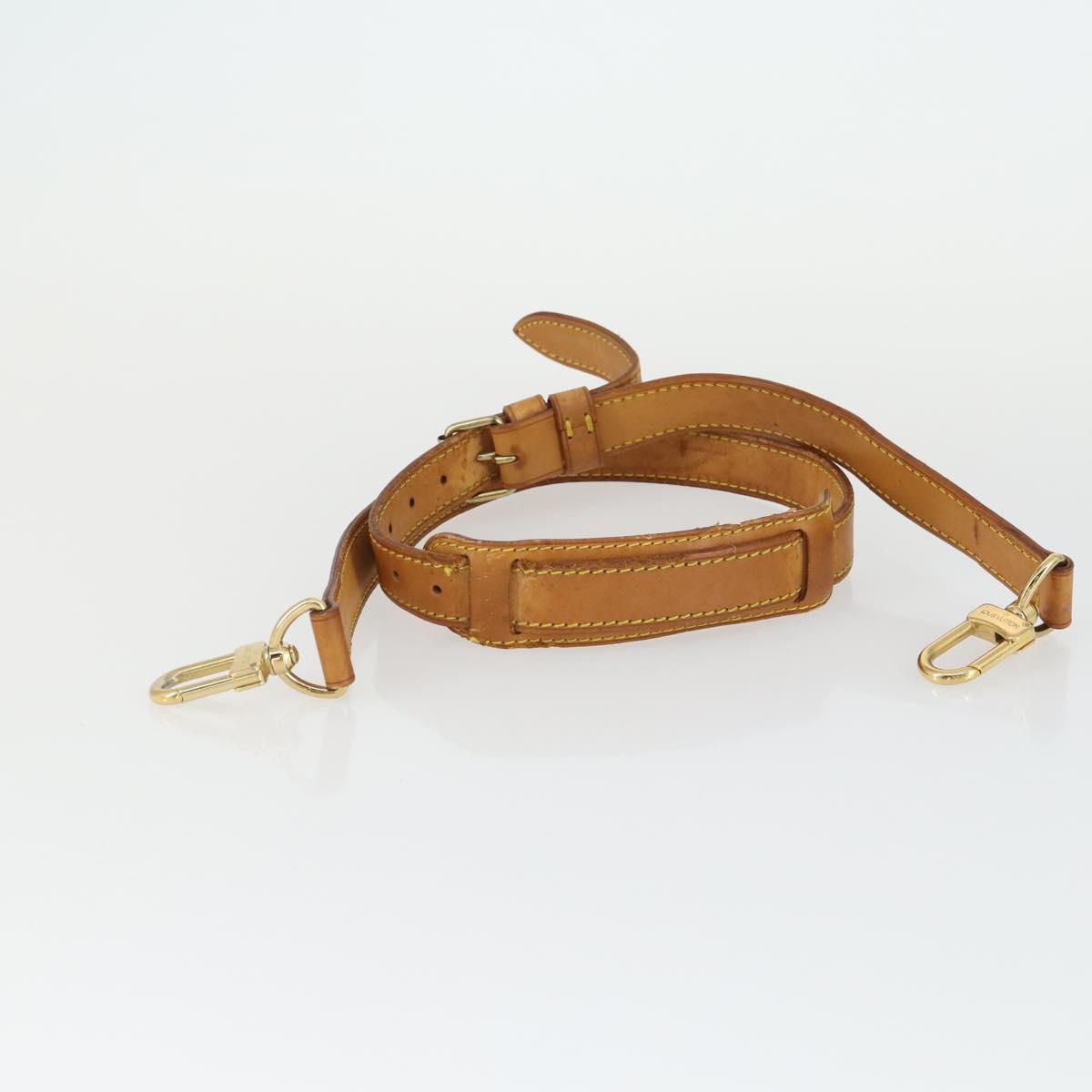 LOUIS VUITTON Shoulder Strap Leather 3 Set Beige LV Auth ep12964