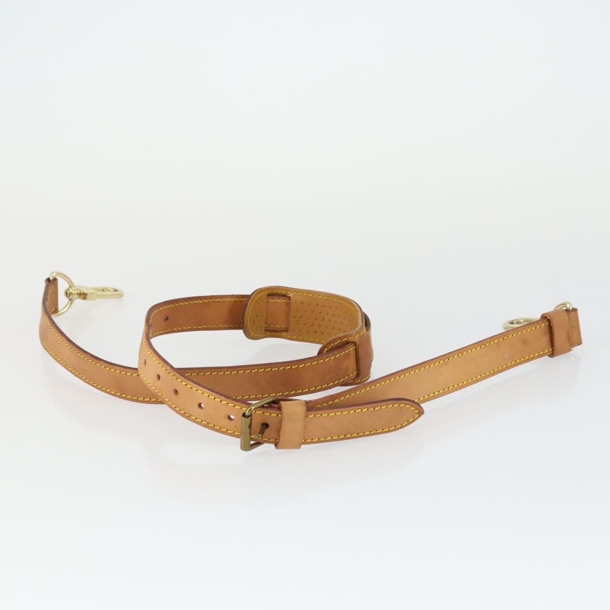 LOUIS VUITTON Shoulder Strap Leather 3 Set Beige LV Auth ep12964