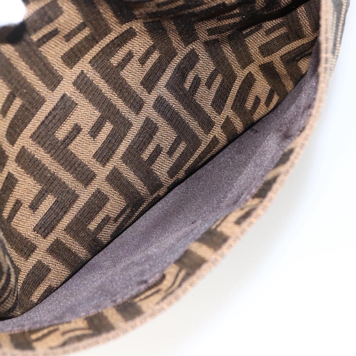 FENDI Zucca Canvas Shoulder Bag Black Brown Silver Auth ep12966V