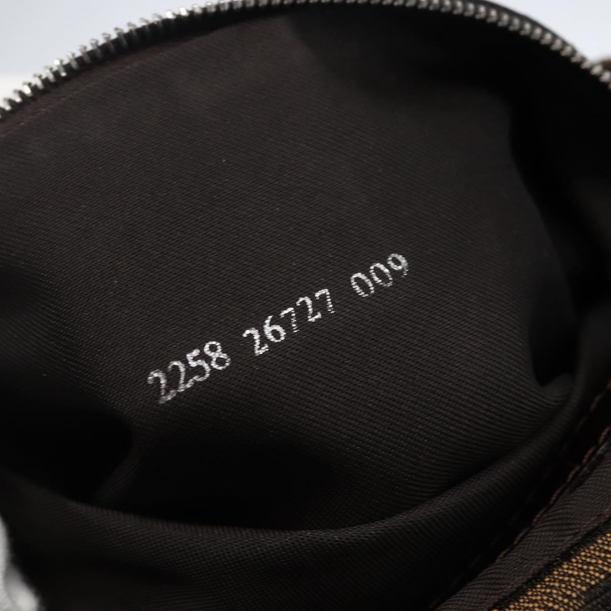 FENDI Zucca Canvas Shoulder Bag Black Brown Silver Auth ep12966V