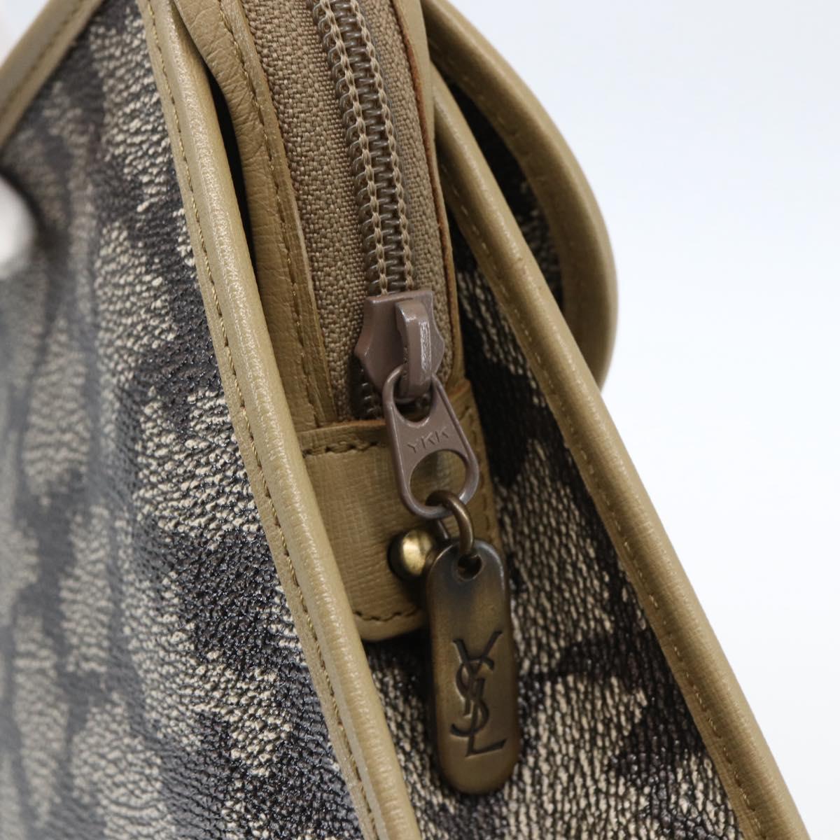 SAINT LAURENT Clutch Bag PVC Gray Beige Auth ep12972V