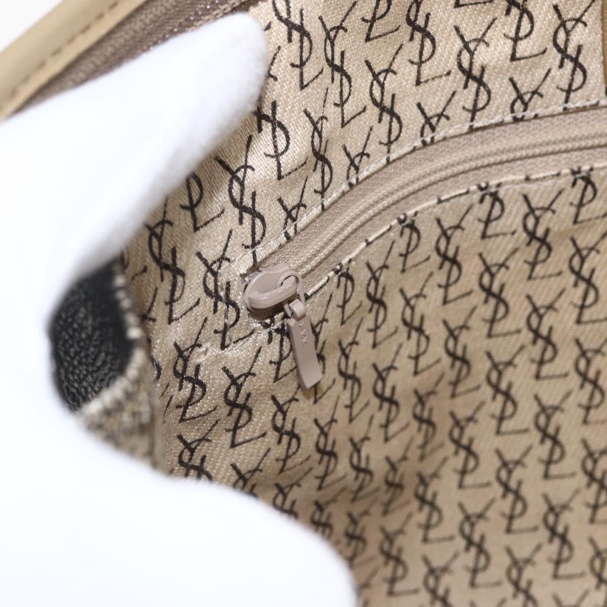 SAINT LAURENT Clutch Bag PVC Gray Beige Auth ep12972V