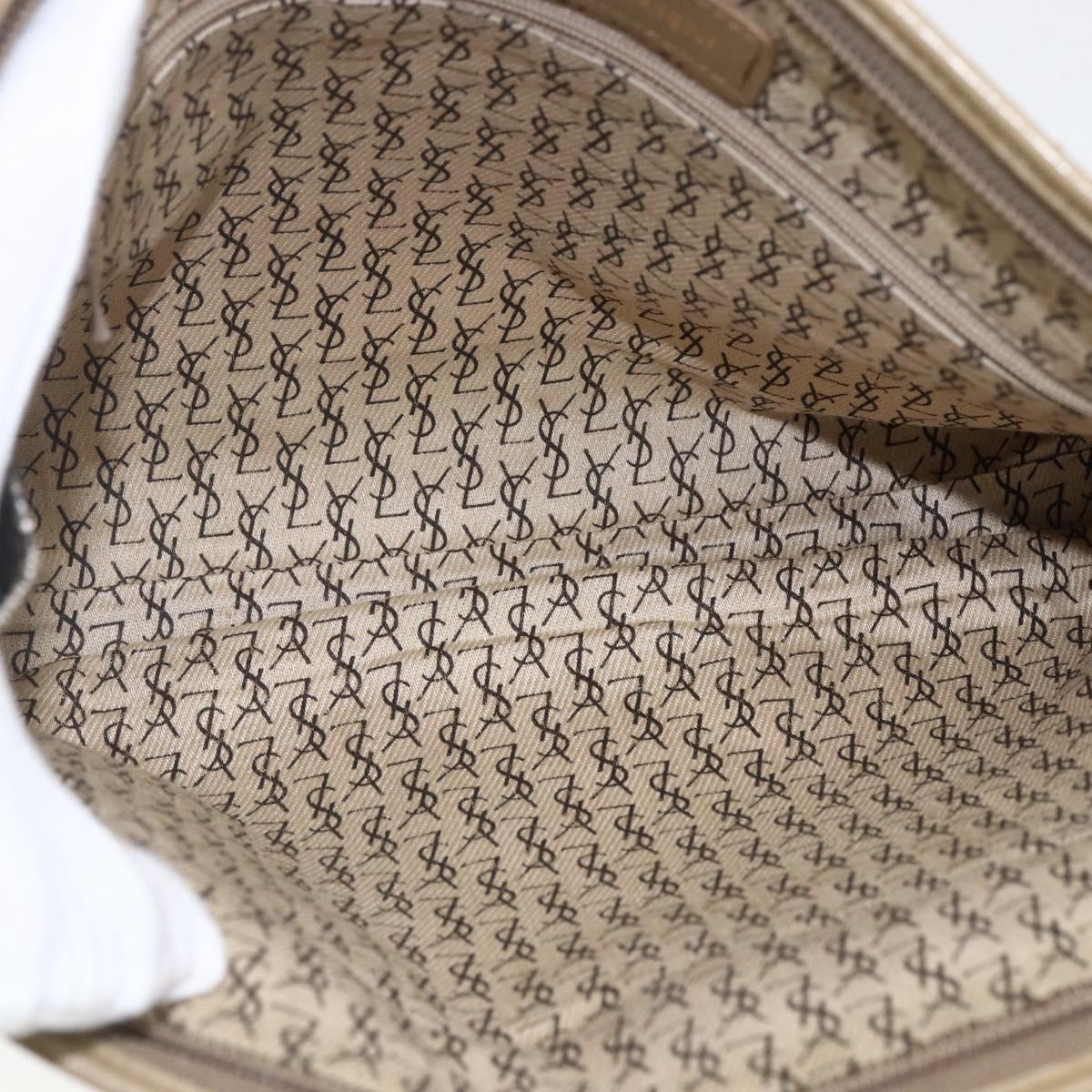 SAINT LAURENT Clutch Bag PVC Gray Beige Auth ep12972V