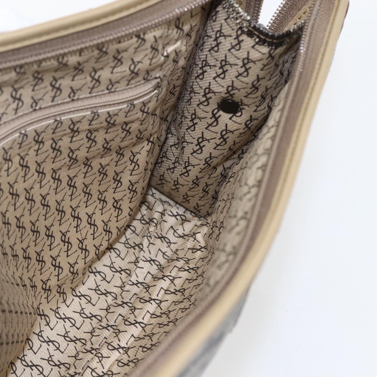 SAINT LAURENT Clutch Bag PVC Gray Beige Auth ep12972V