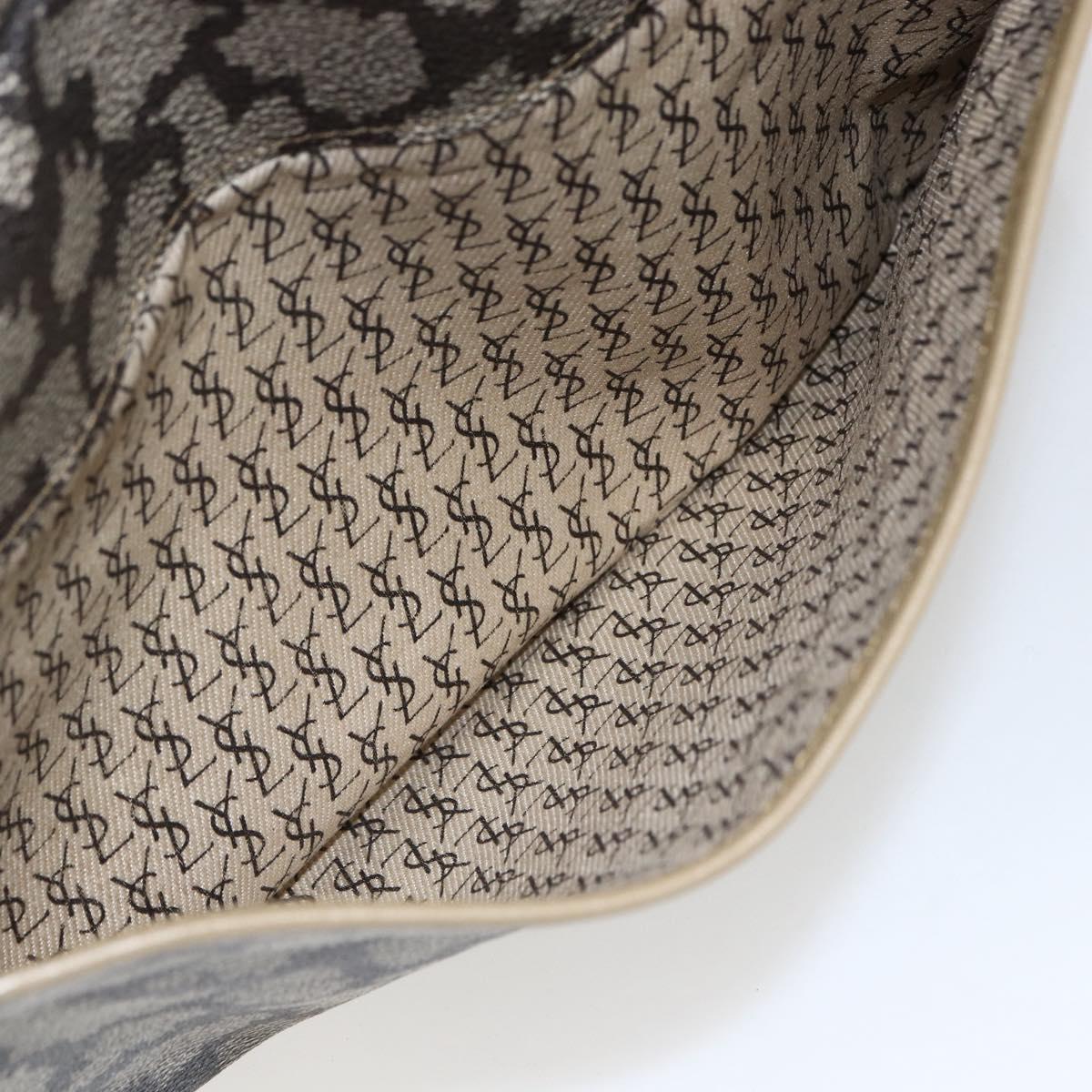 SAINT LAURENT Clutch Bag PVC Gray Beige Auth ep12972V