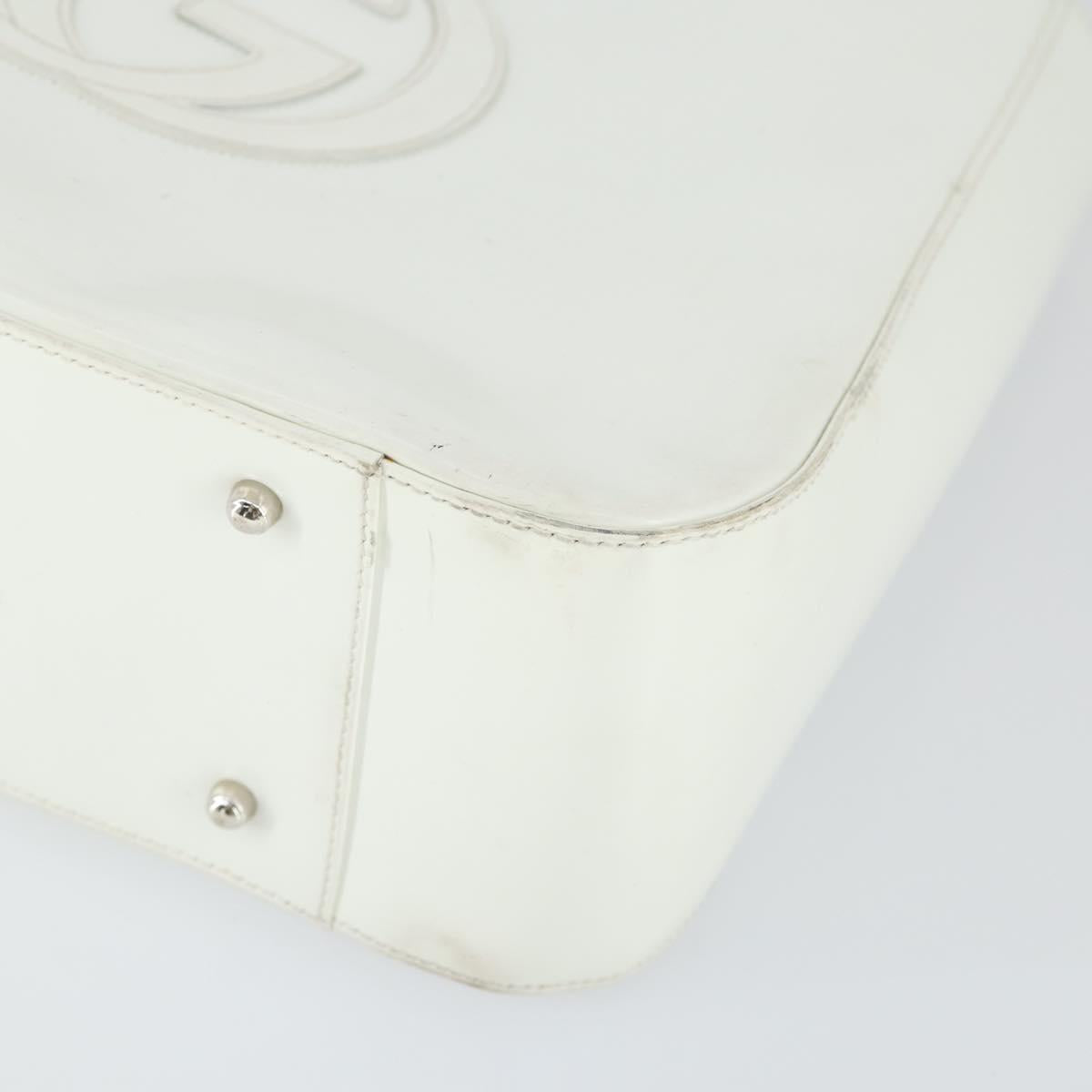 GUCCI Hand Bag Patent leather White Auth ep12976