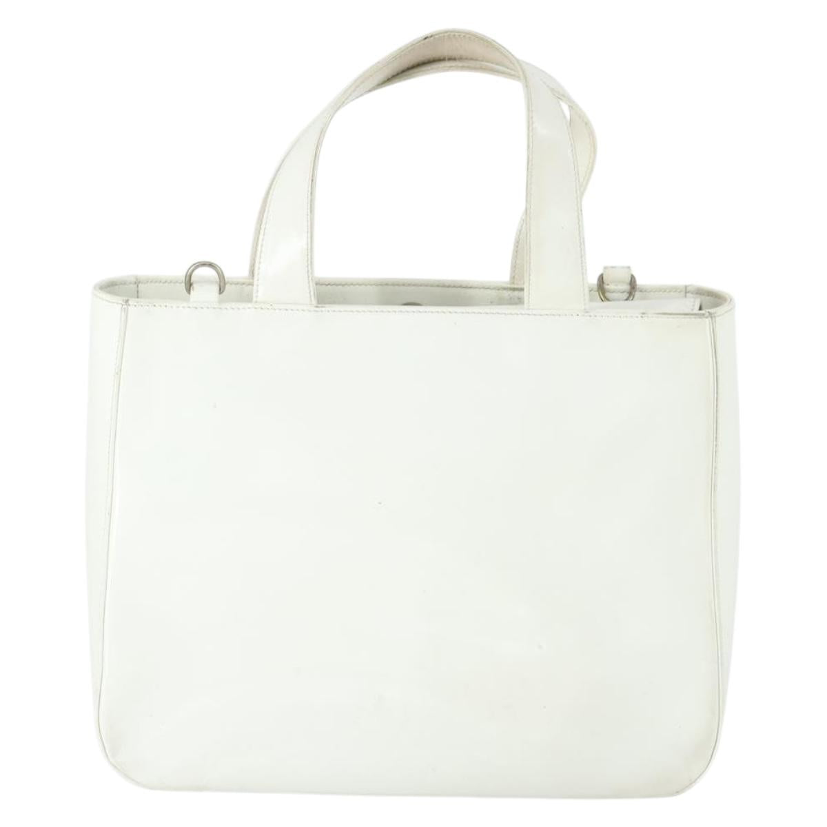 GUCCI Hand Bag Patent leather White Auth ep12976
