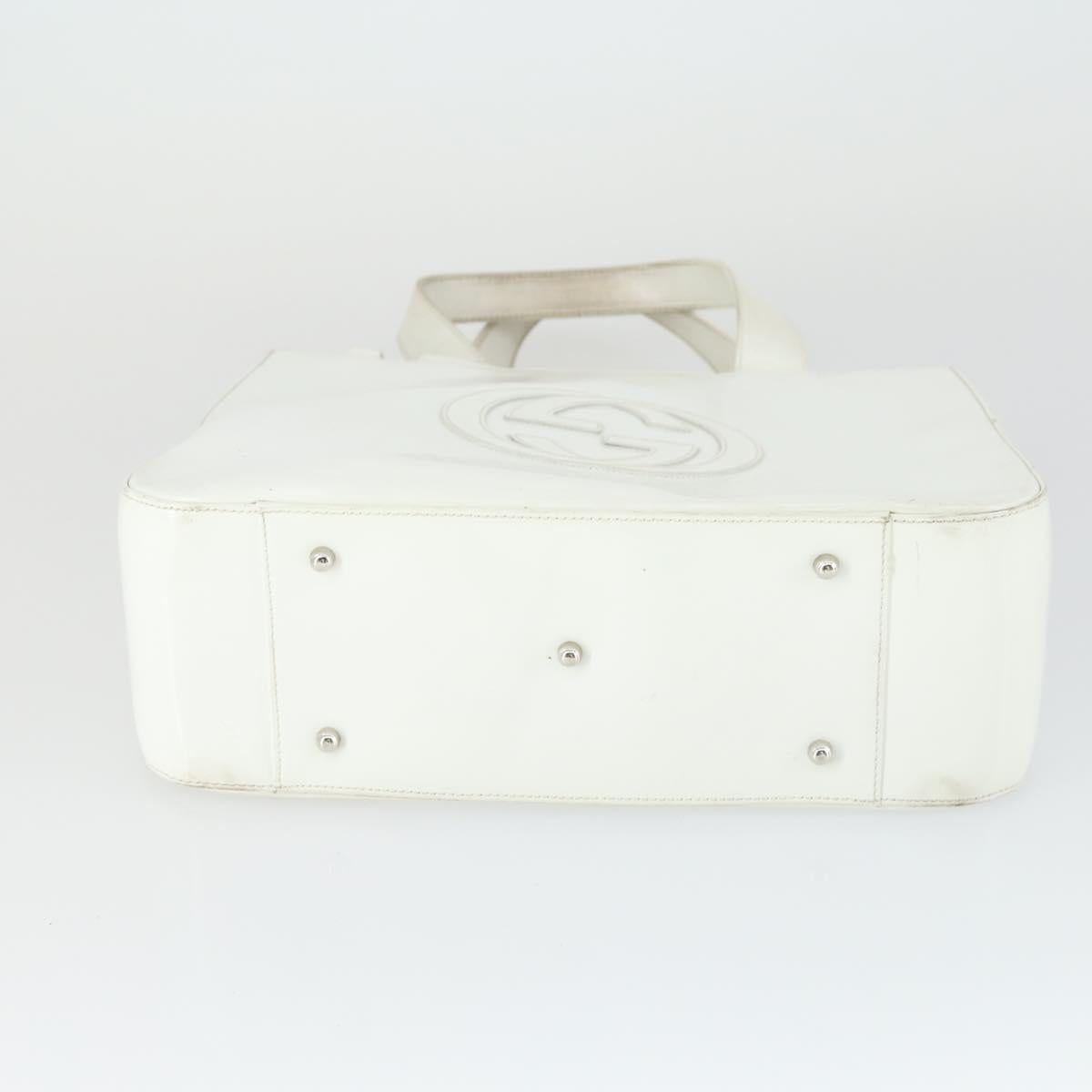 GUCCI Hand Bag Patent leather White Auth ep12976