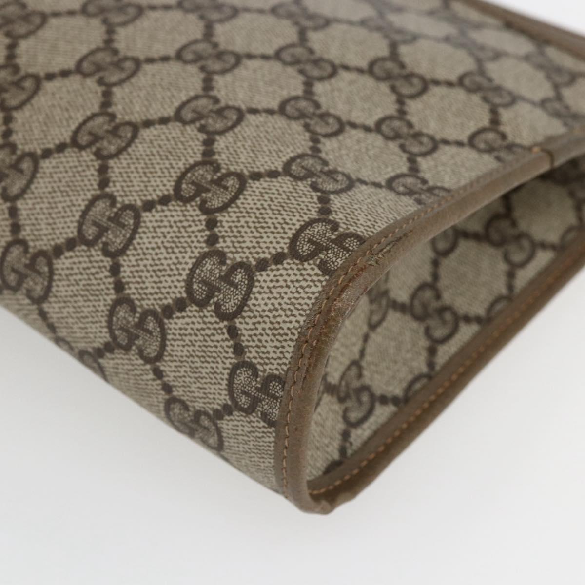 GUCCI GG Supreme Clutch Bag PVC Beige Gold 97 01 037 Auth ep12977