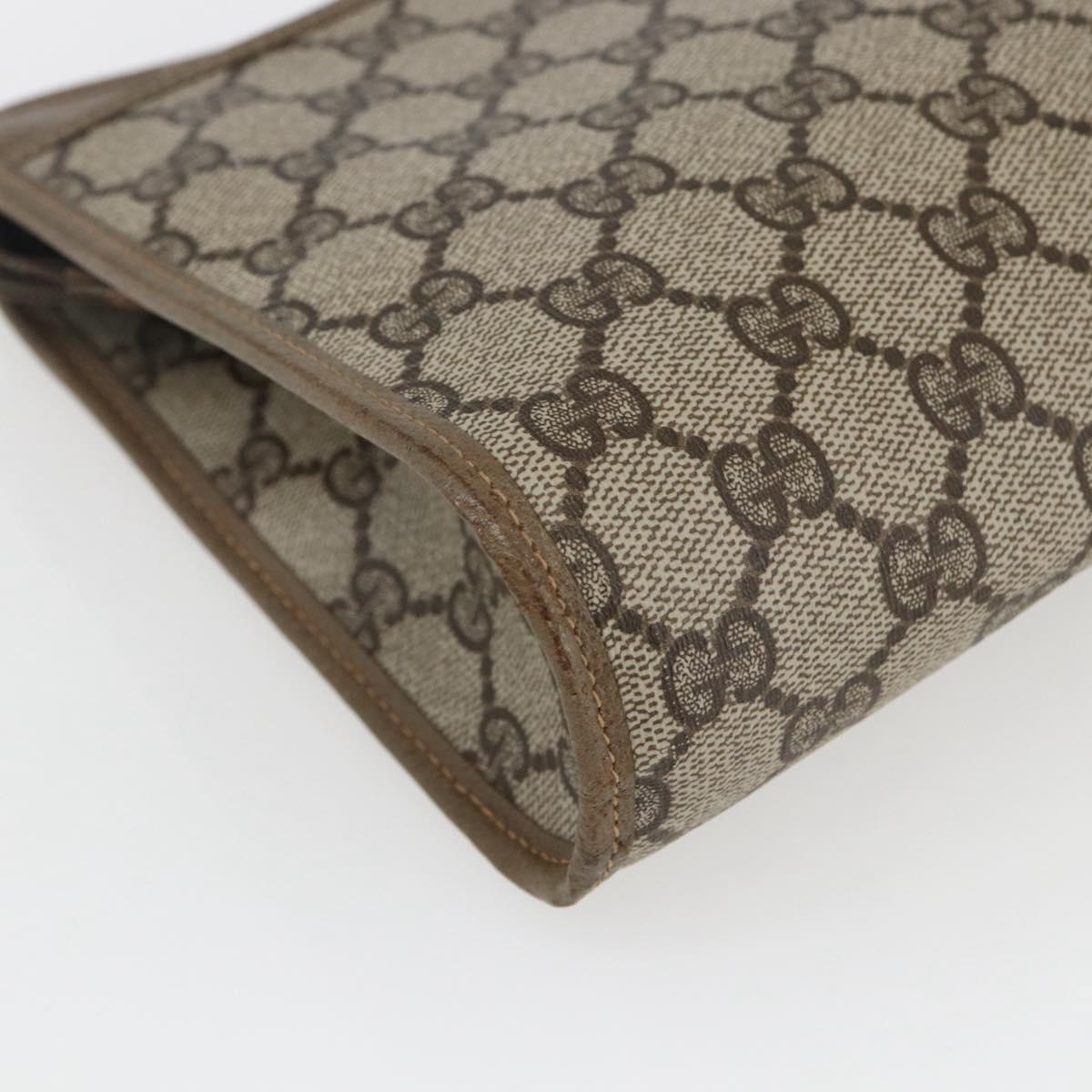 GUCCI GG Supreme Clutch Bag PVC Beige Gold 97 01 037 Auth ep12977