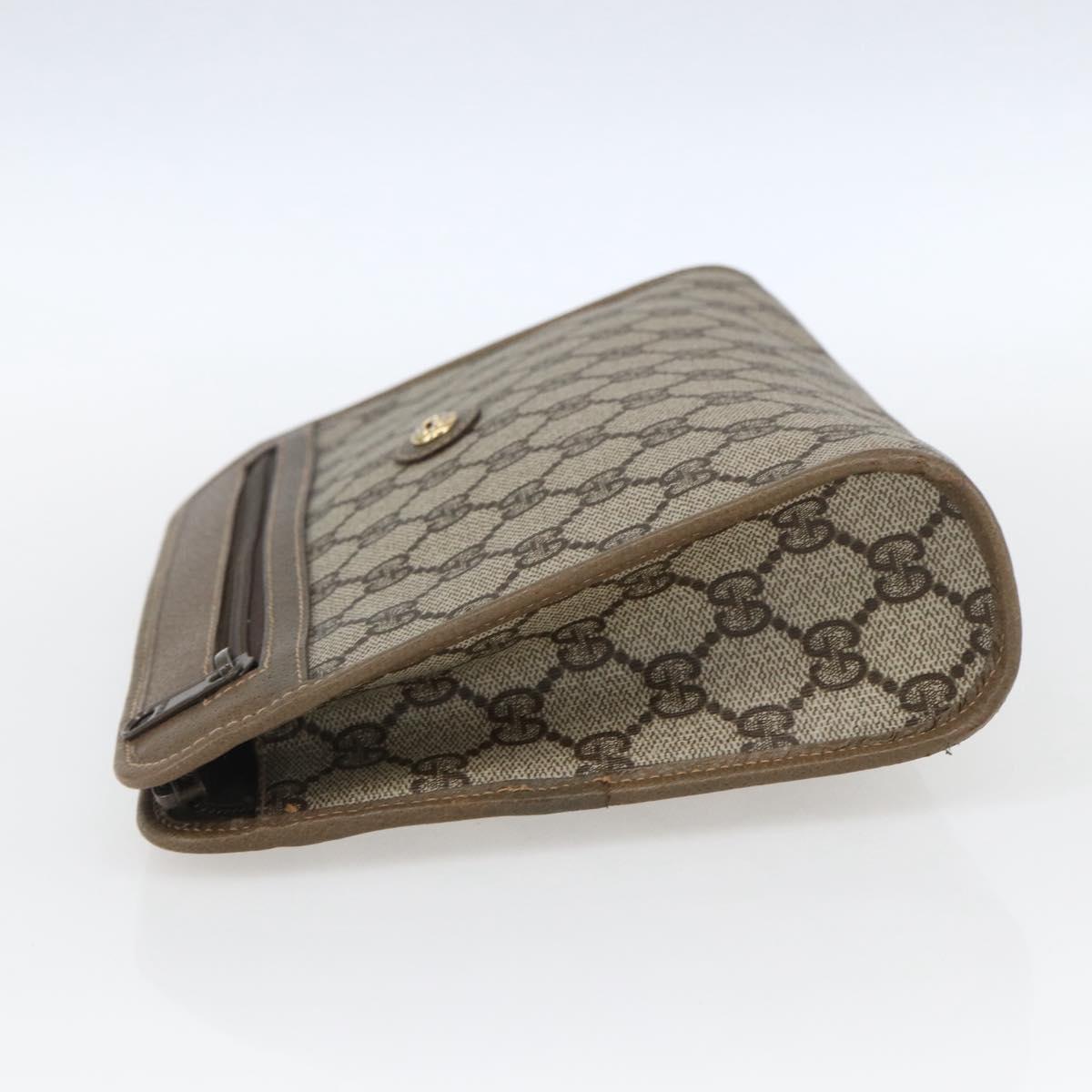 GUCCI GG Supreme Clutch Bag PVC Beige Gold 97 01 037 Auth ep12977