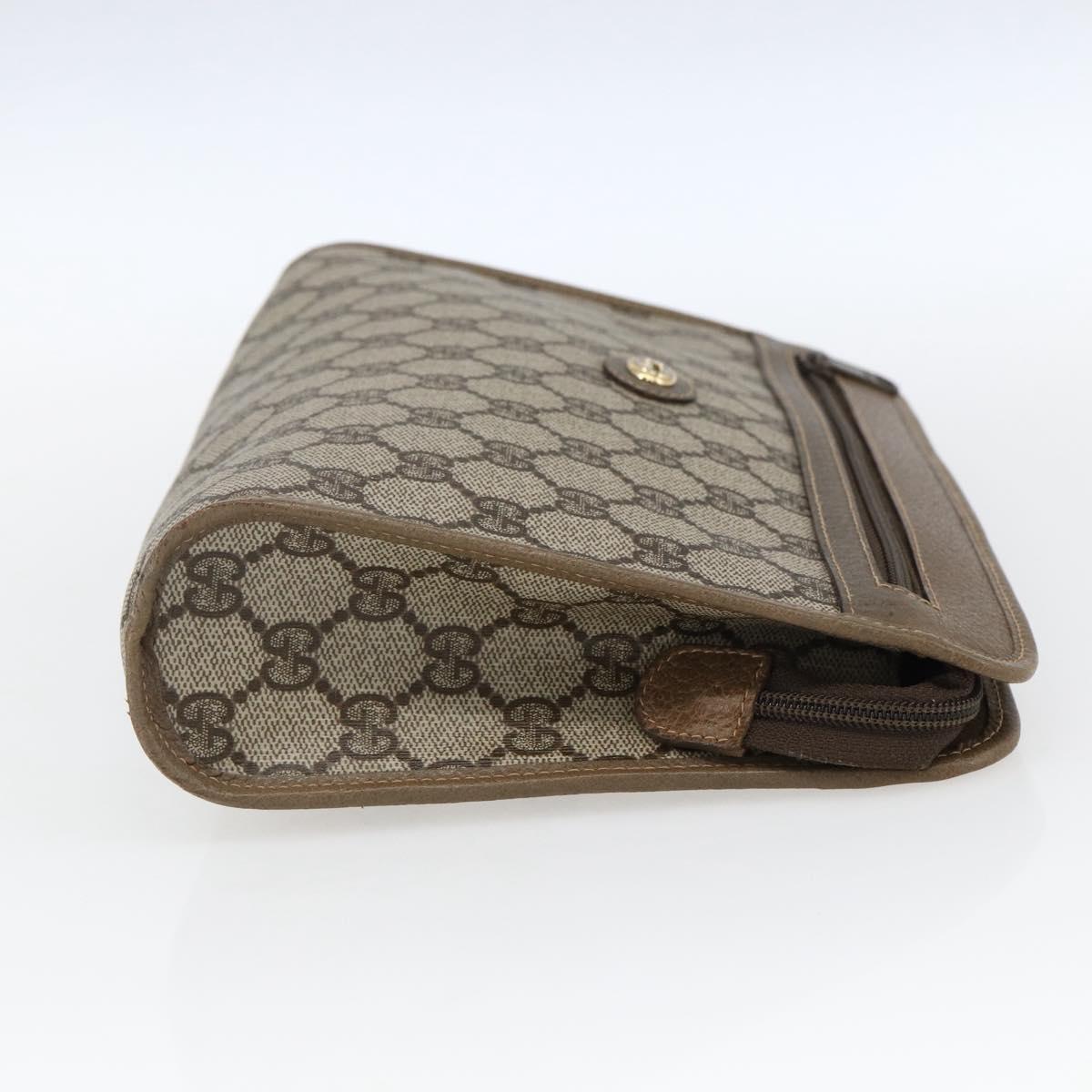 GUCCI GG Supreme Clutch Bag PVC Beige Gold 97 01 037 Auth ep12977