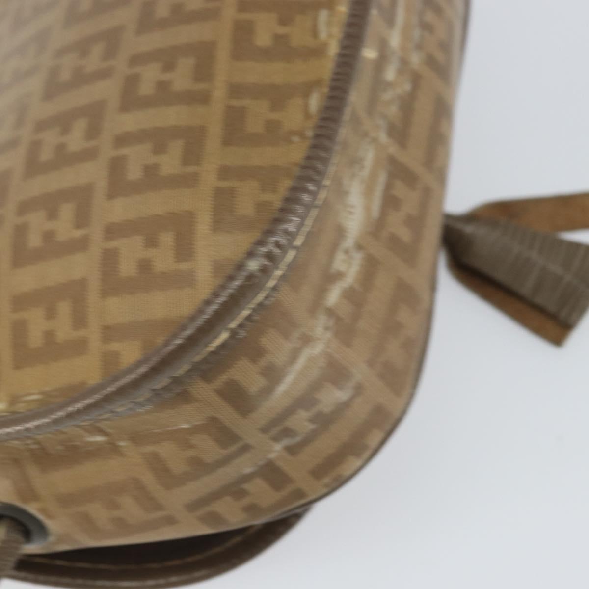 FENDI Zucchino Canvas Shoulder Bag Coated Canvas Beige Auth ep12978