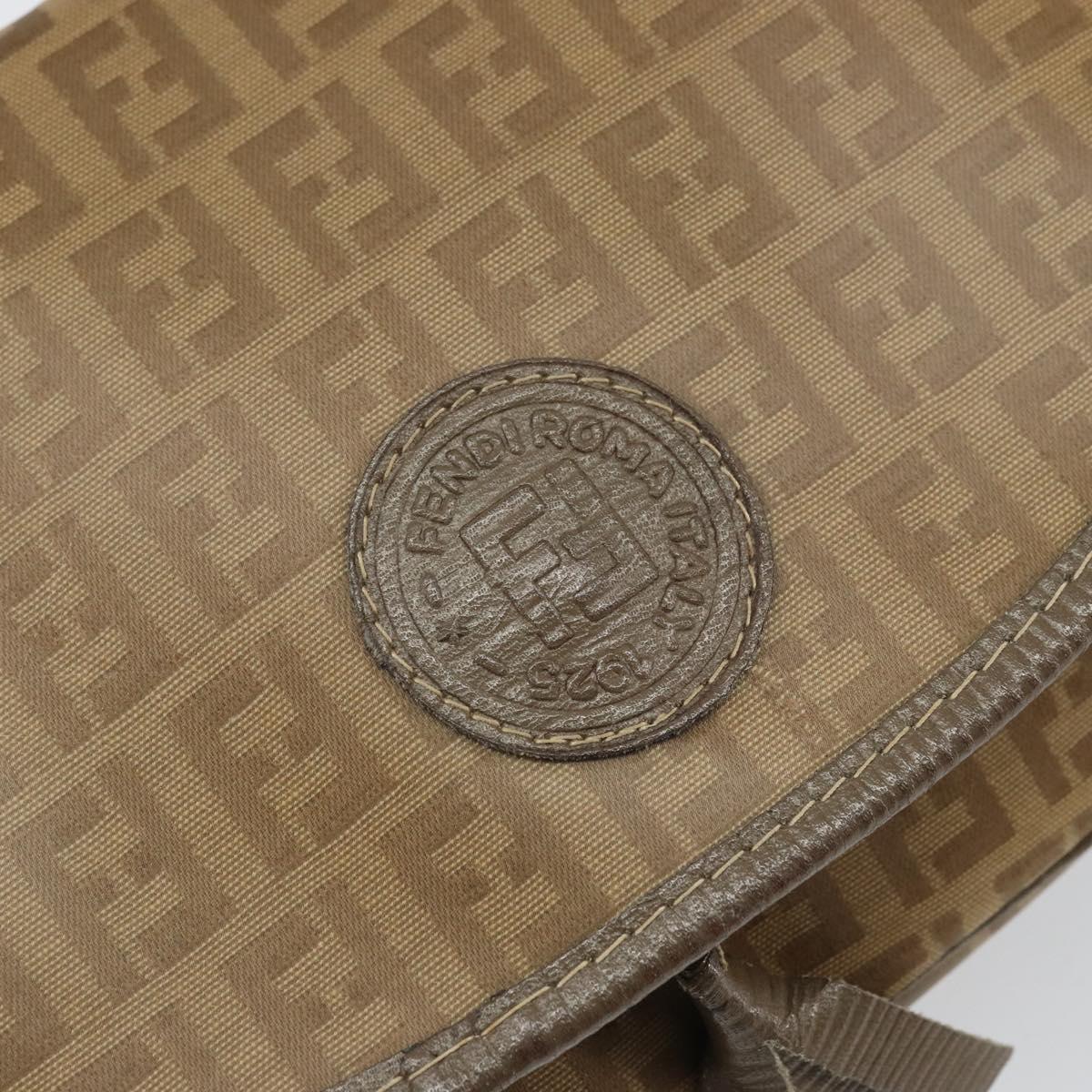 FENDI Zucchino Canvas Shoulder Bag Coated Canvas Beige Auth ep12978