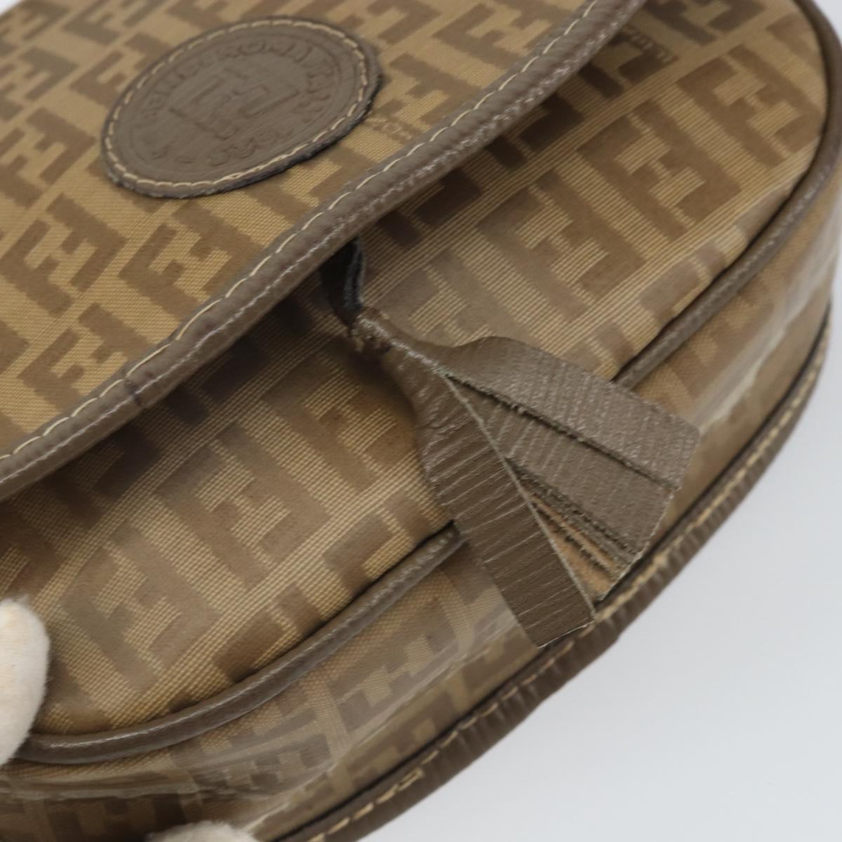 FENDI Zucchino Canvas Shoulder Bag Coated Canvas Beige Auth ep12978