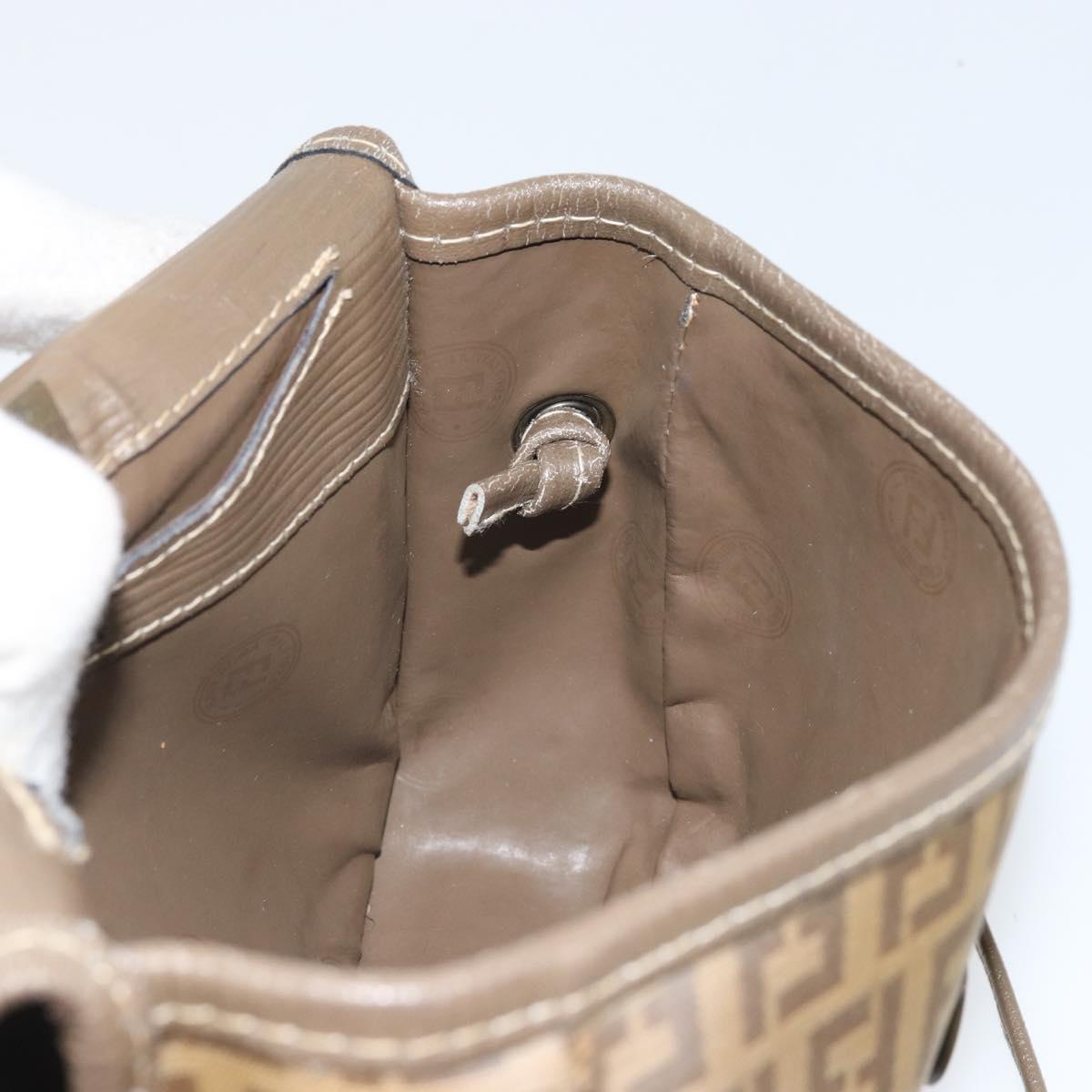 FENDI Zucchino Canvas Shoulder Bag Coated Canvas Beige Auth ep12978