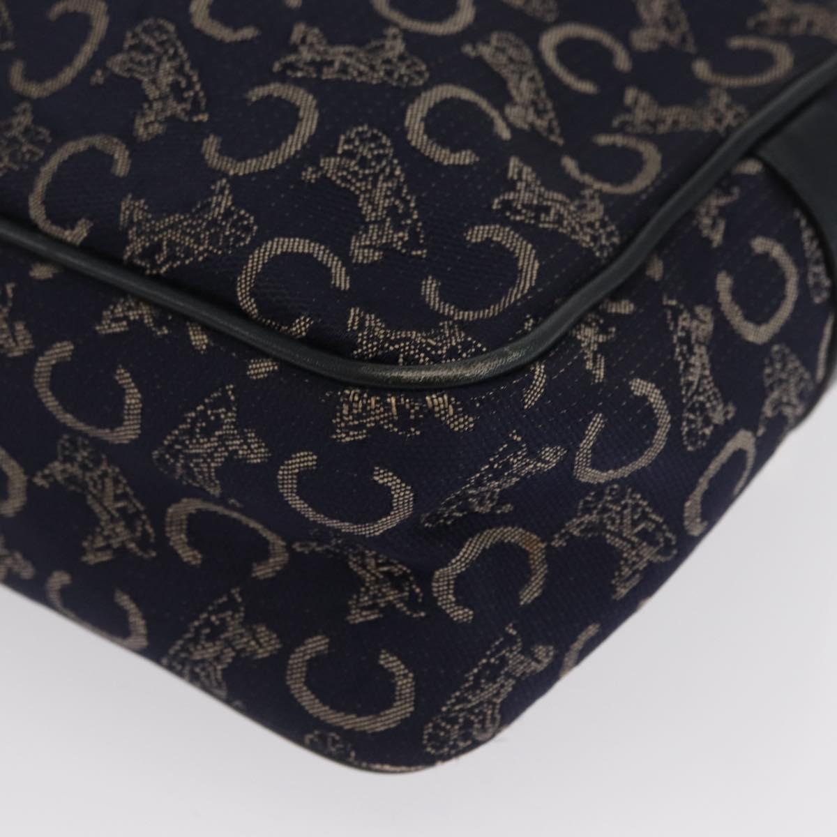 CELINE C Macadam Canvas Shoulder Bag Navy Gold Auth ep12983