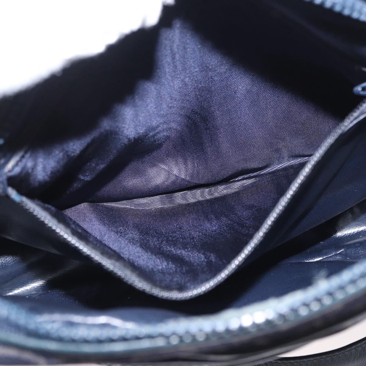 CELINE C Macadam Canvas Shoulder Bag Navy Gold Auth ep12983