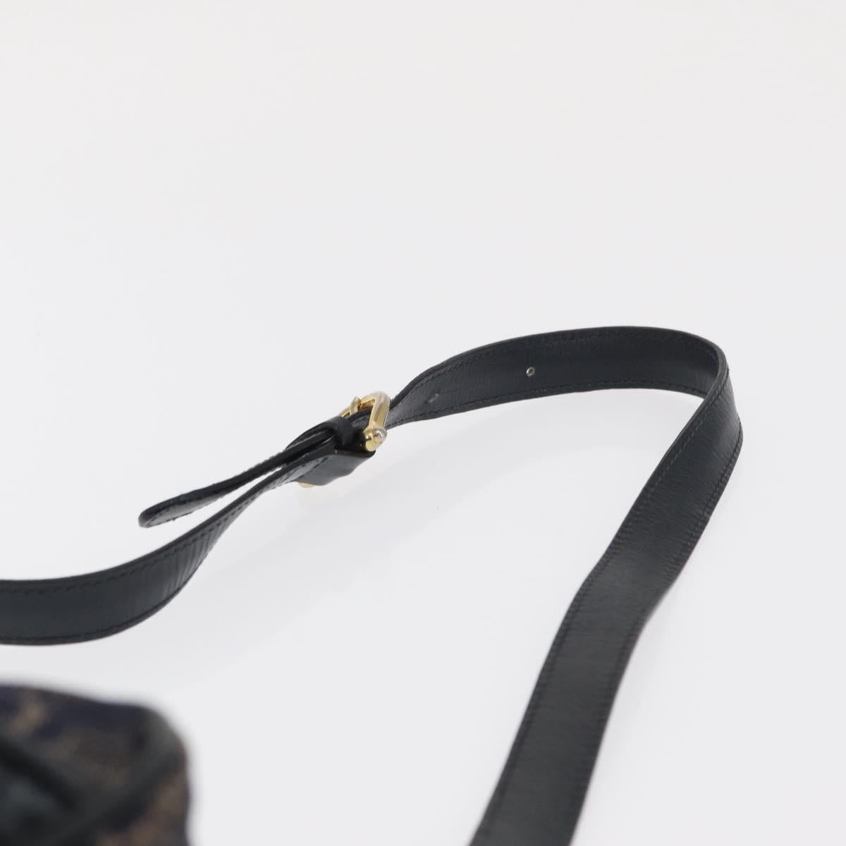 CELINE C Macadam Canvas Shoulder Bag Navy Gold Auth ep12983