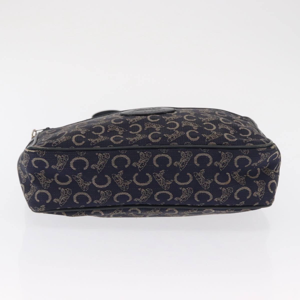 CELINE C Macadam Canvas Shoulder Bag Navy Gold Auth ep12983