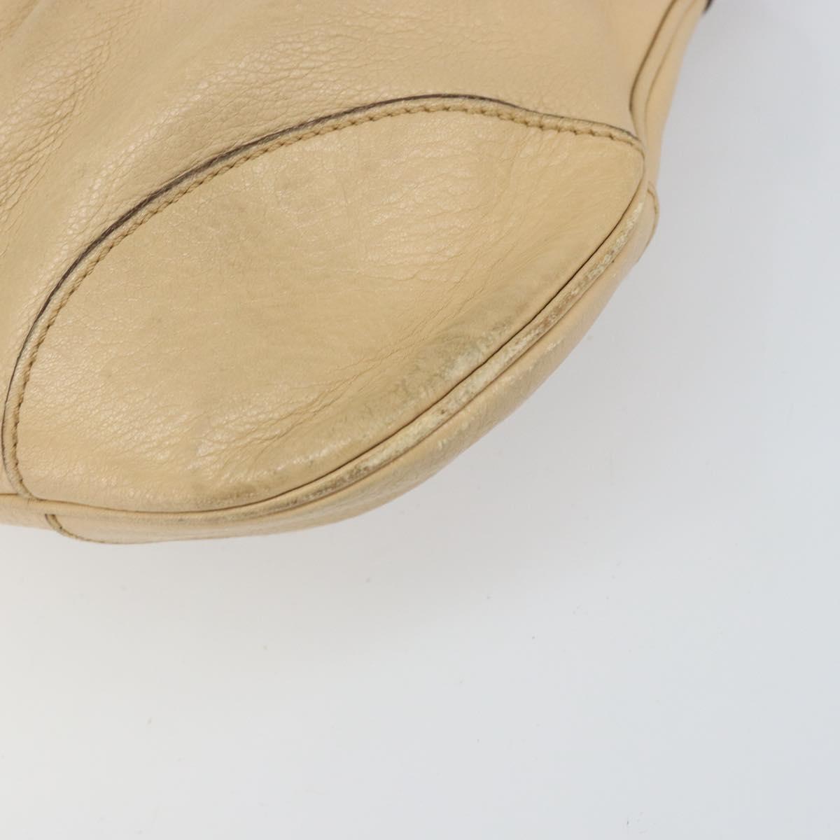 Salvatore Ferragamo Gancini Hand Bag Leather Beige Silver Auth ep12988