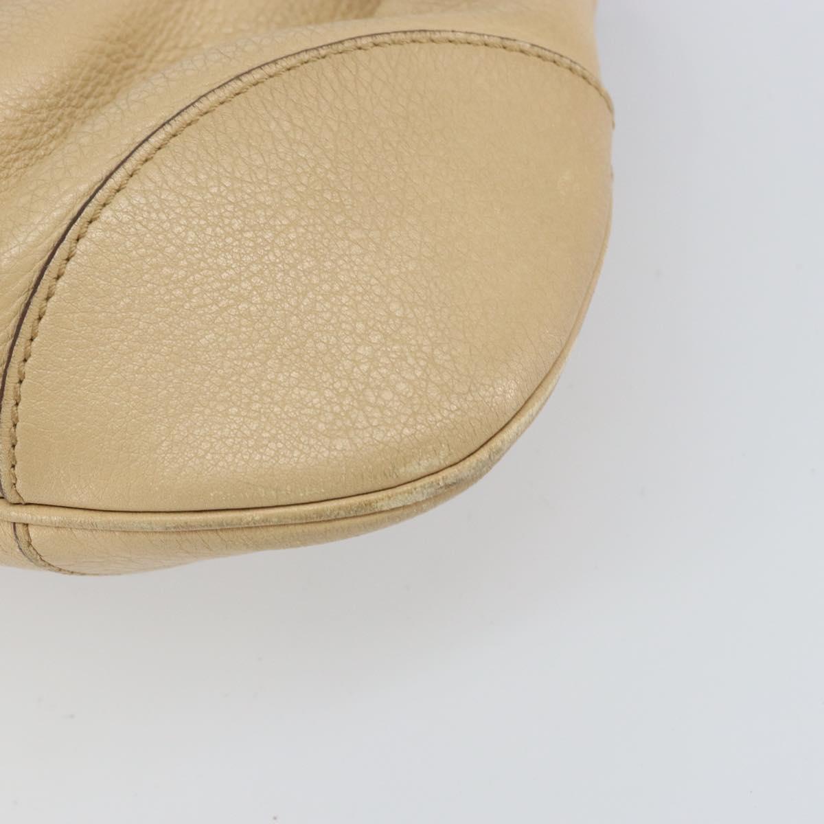 Salvatore Ferragamo Gancini Hand Bag Leather Beige Silver Auth ep12988