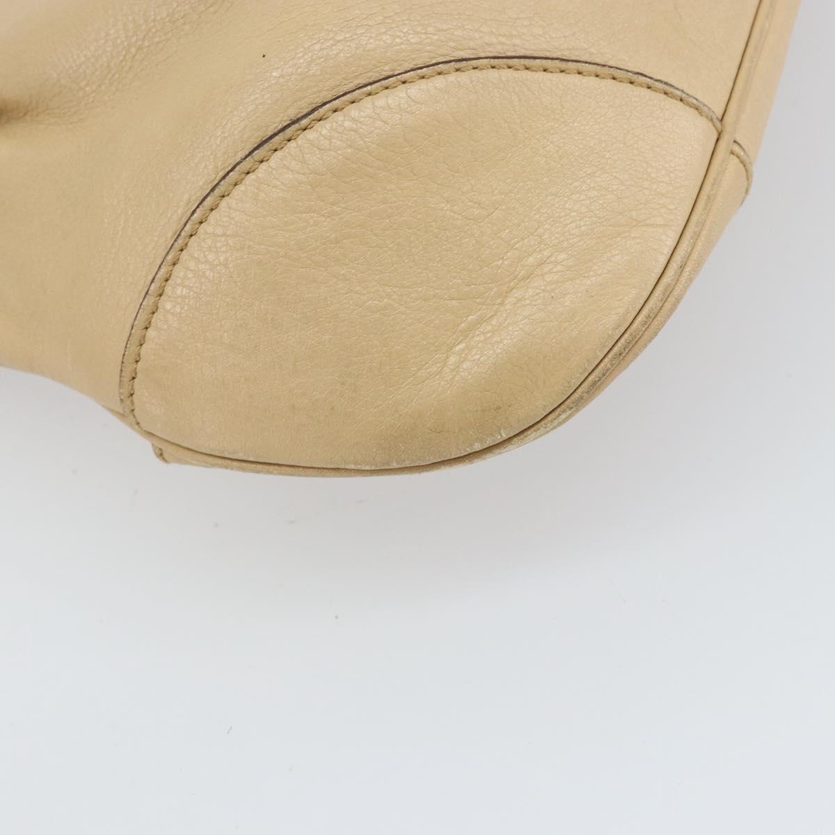 Salvatore Ferragamo Gancini Hand Bag Leather Beige Silver Auth ep12988