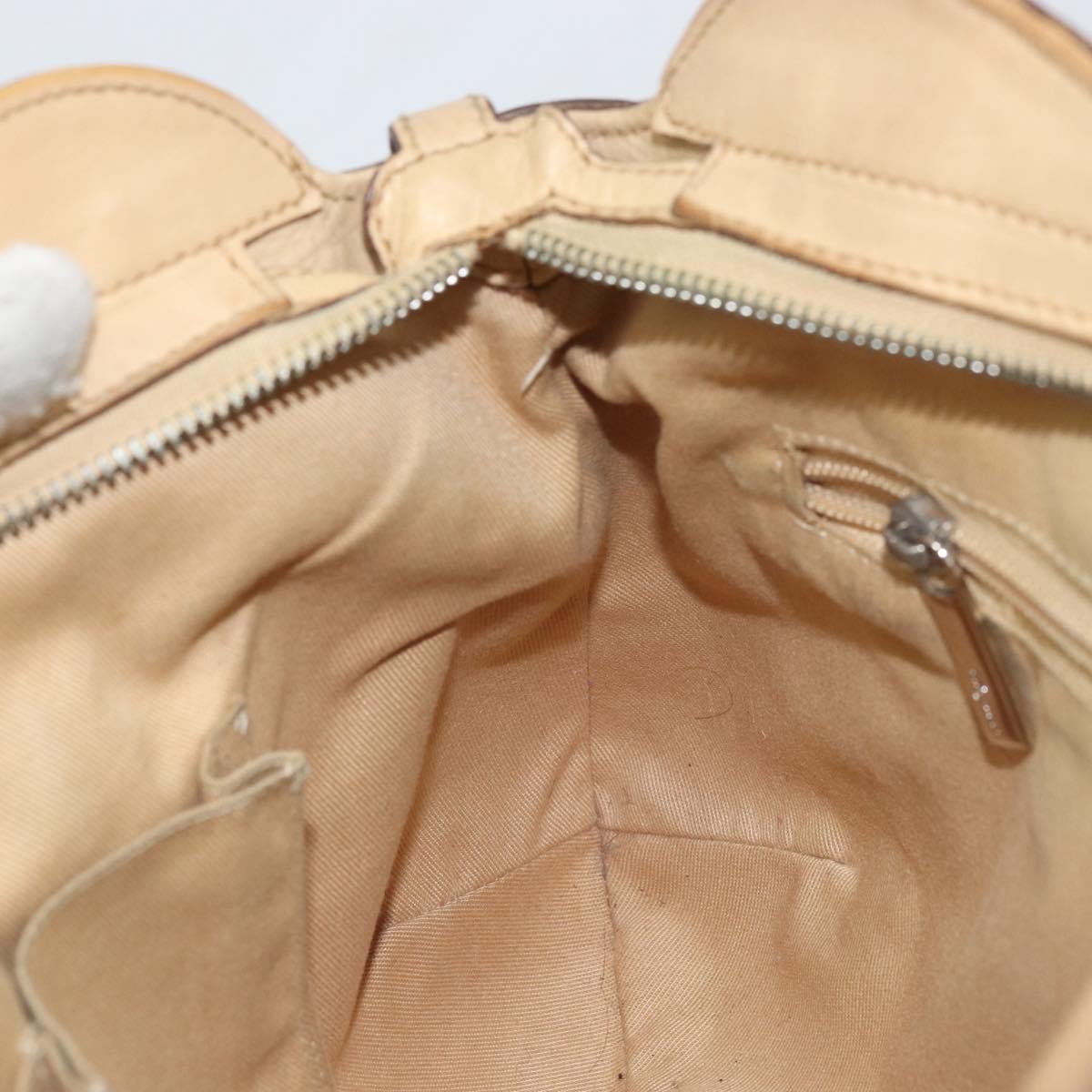 Salvatore Ferragamo Gancini Hand Bag Leather Beige Silver Auth ep12988