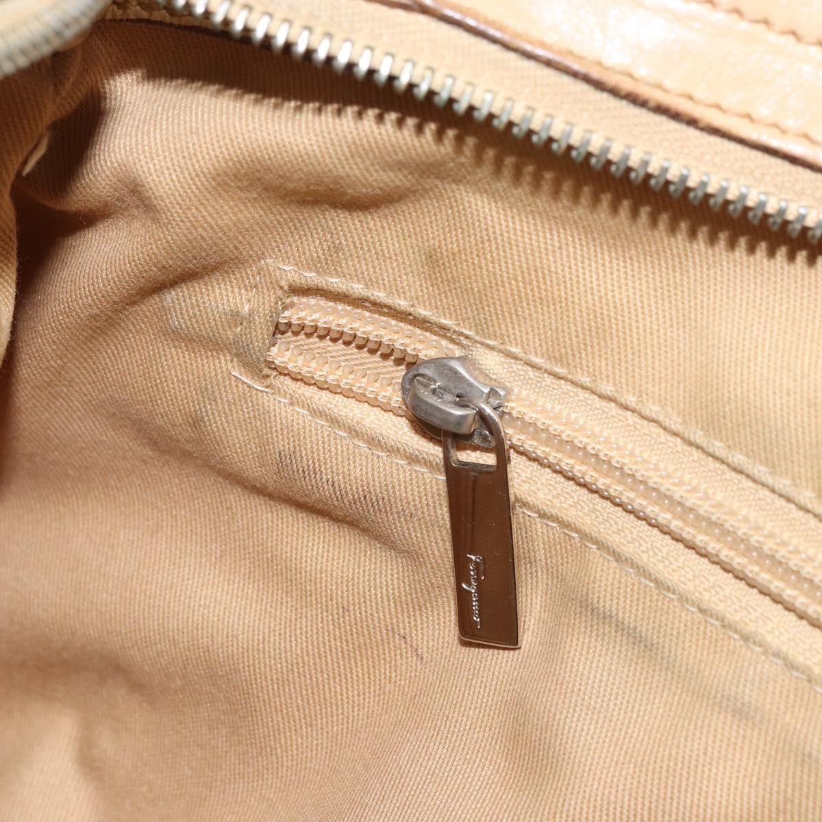 Salvatore Ferragamo Gancini Hand Bag Leather Beige Silver Auth ep12988