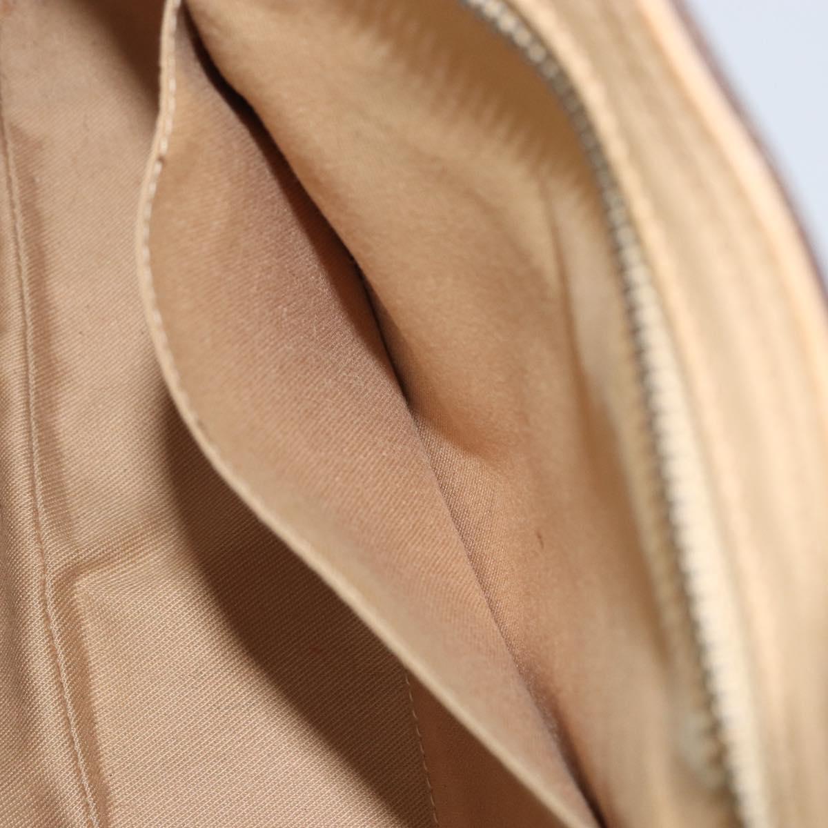 Salvatore Ferragamo Gancini Hand Bag Leather Beige Silver Auth ep12988