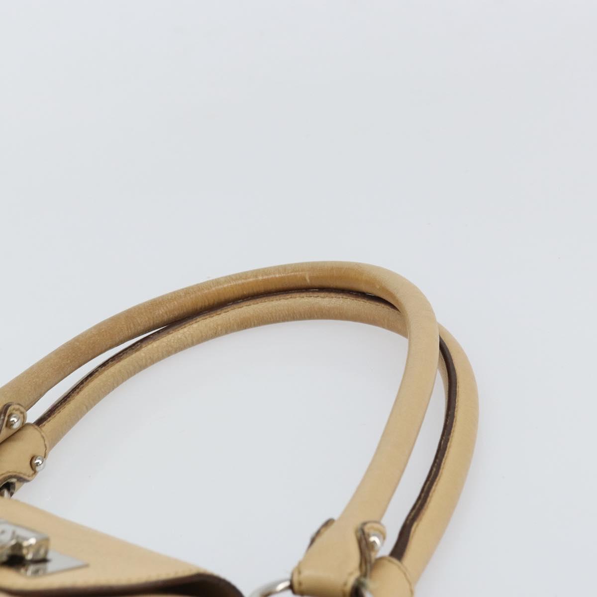 Salvatore Ferragamo Gancini Hand Bag Leather Beige Silver Auth ep12988