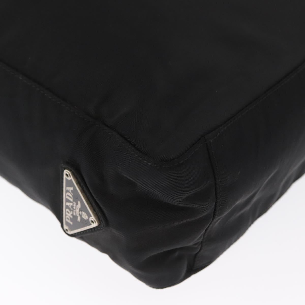 PRADA Tote Bag Nylon Black Silver Auth ep12992