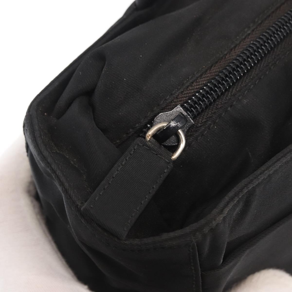 PRADA Tote Bag Nylon Black Silver Auth ep12992