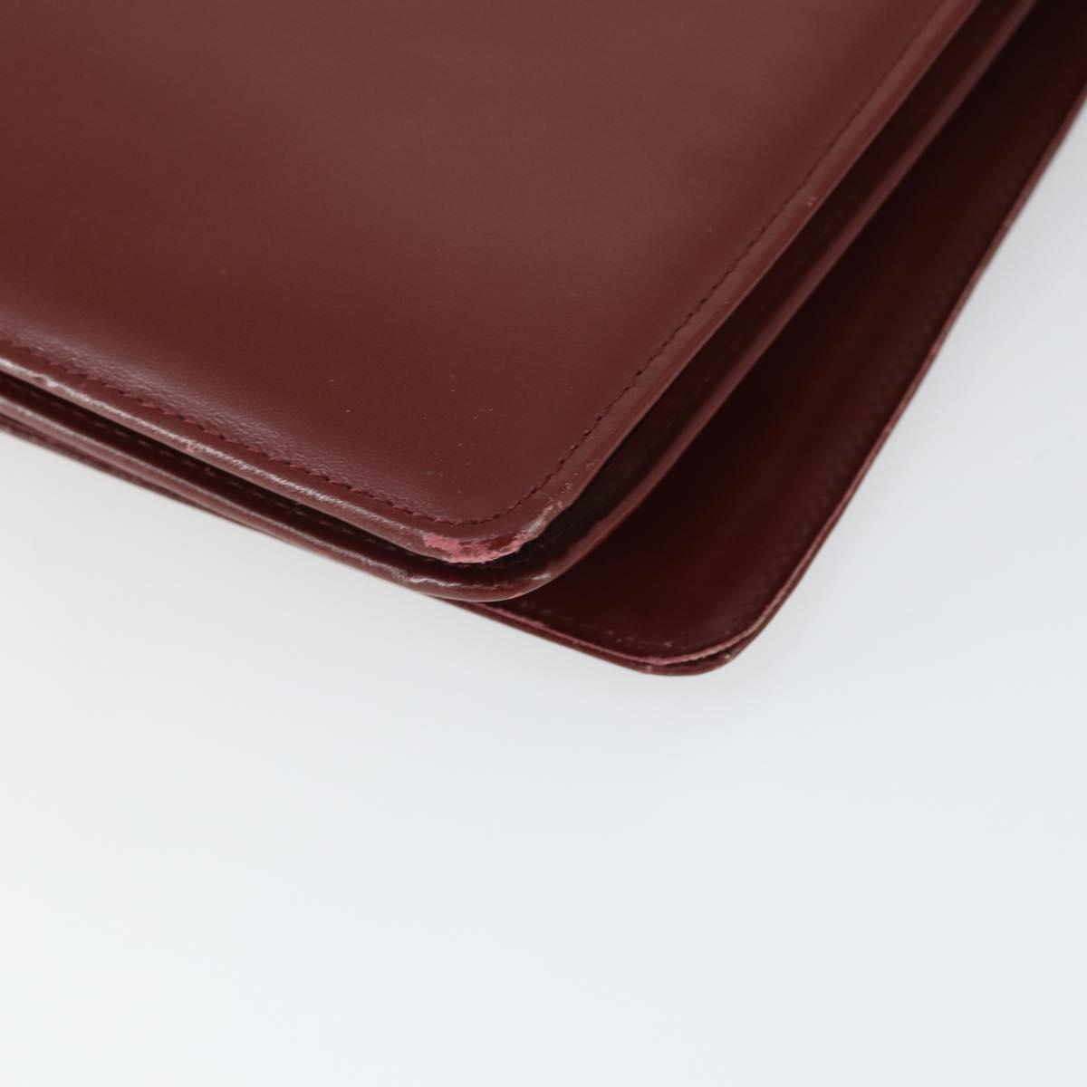 CARTIER Must Line Shoulder Bag Leather Bordeaux Gold Auth ep12994
