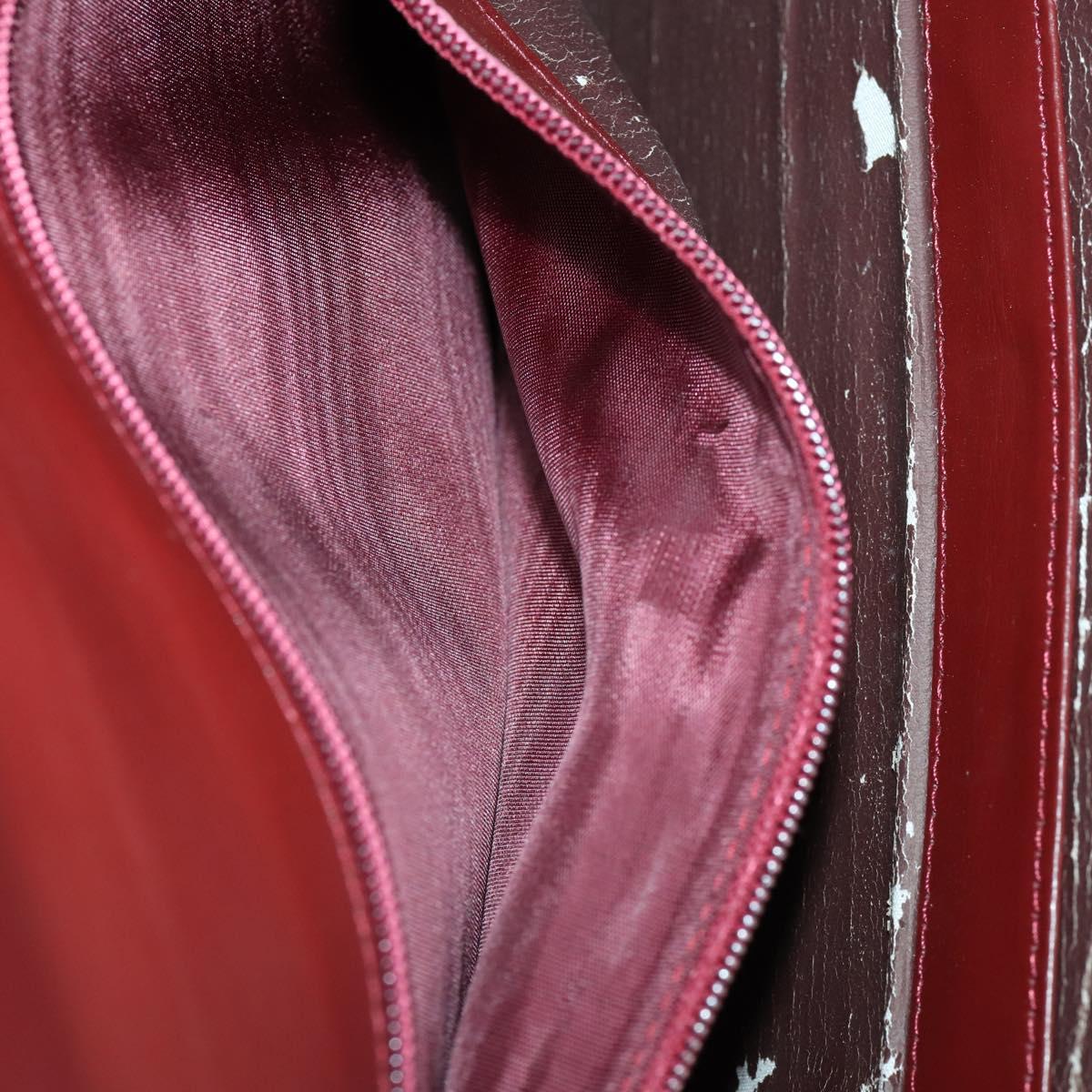 CARTIER Must Line Shoulder Bag Leather Bordeaux Gold Auth ep12994